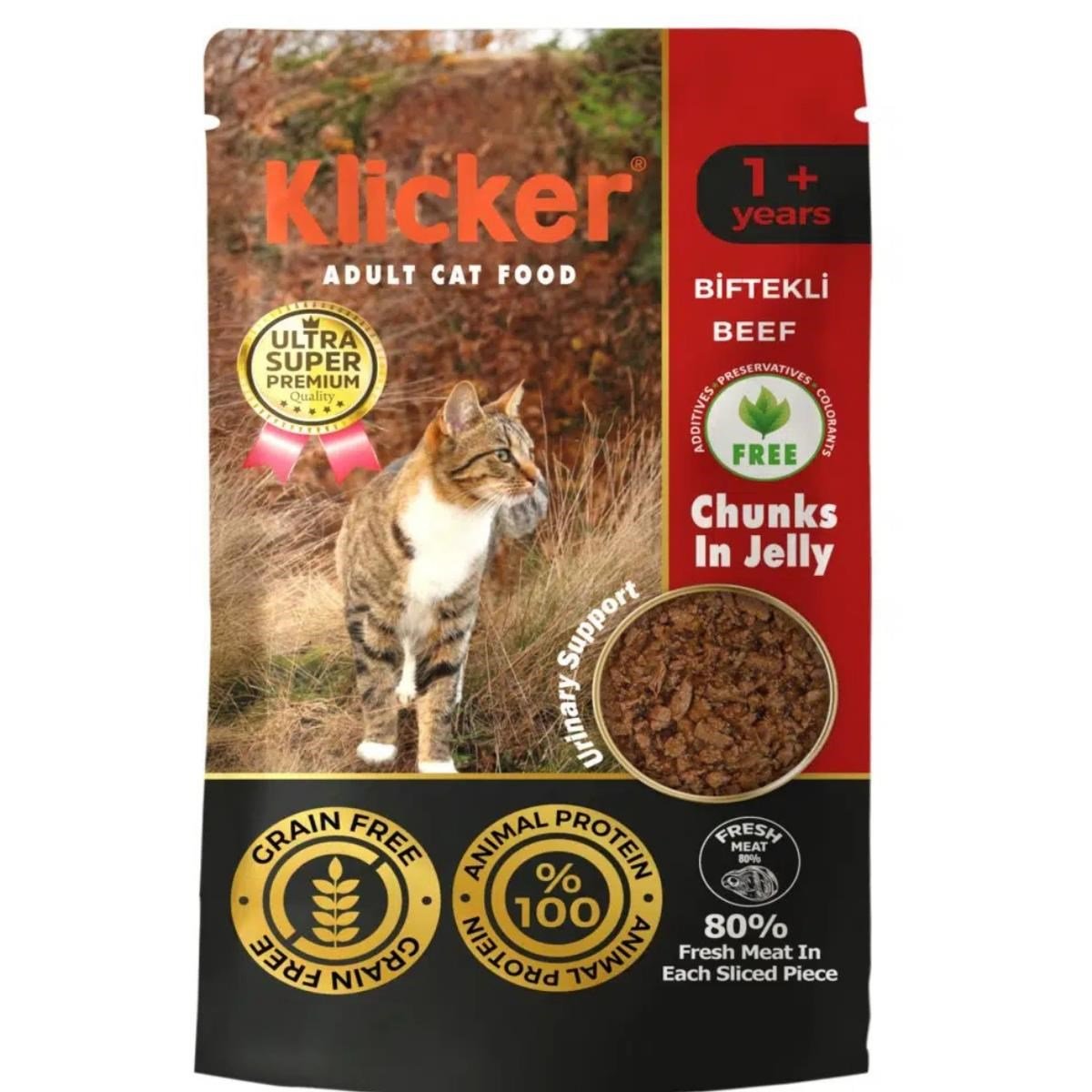 Klicker Pauch Biftekli Kedi Konservesi 85 gr