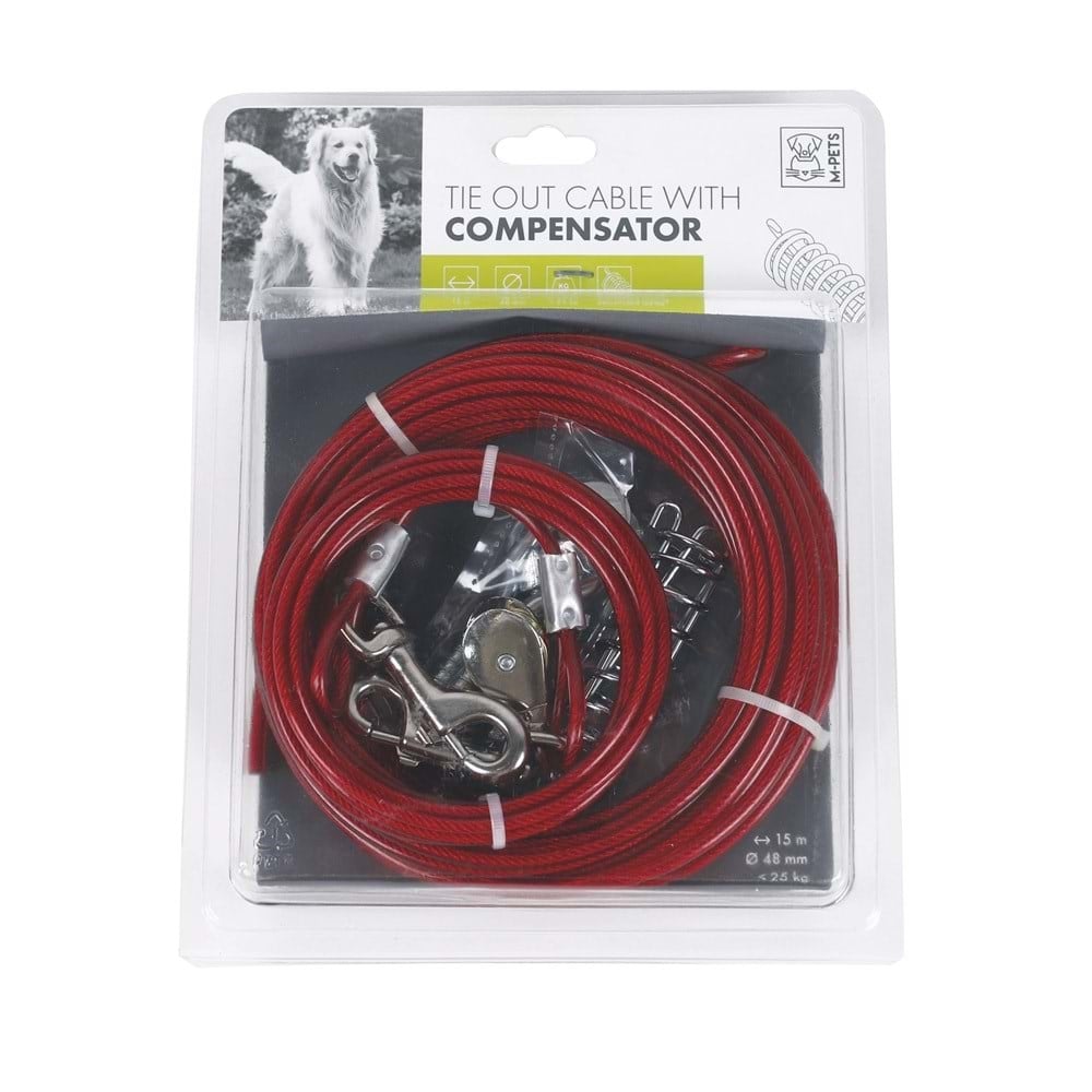 M-PETS COMPENSATOR KÖPEK BAHÇE BAĞLAMA HALATI 15MT/RED