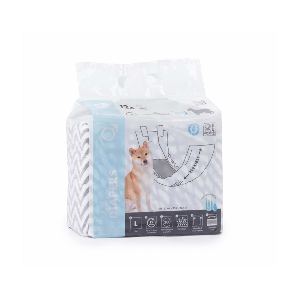 M-PETS DIAPERS ERKEK KÖPEKLER İÇİN KÜLOT (L) 12Lİ