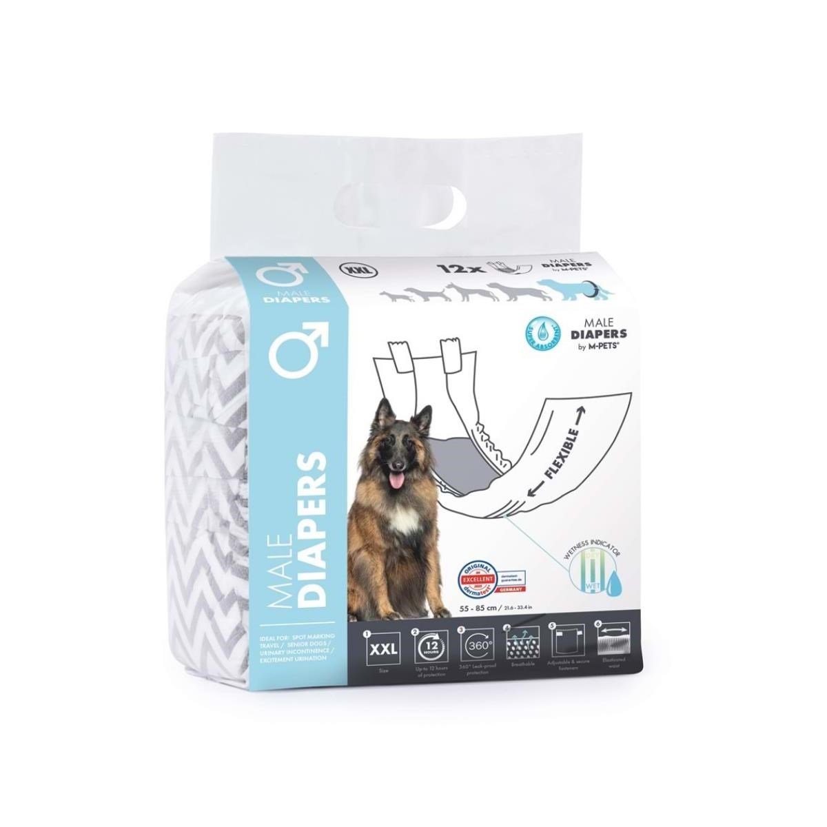 M-PETS DIAPERS ERKEK KÖPEKLER İÇİN KÜLOT (XXL) 12Lİ
