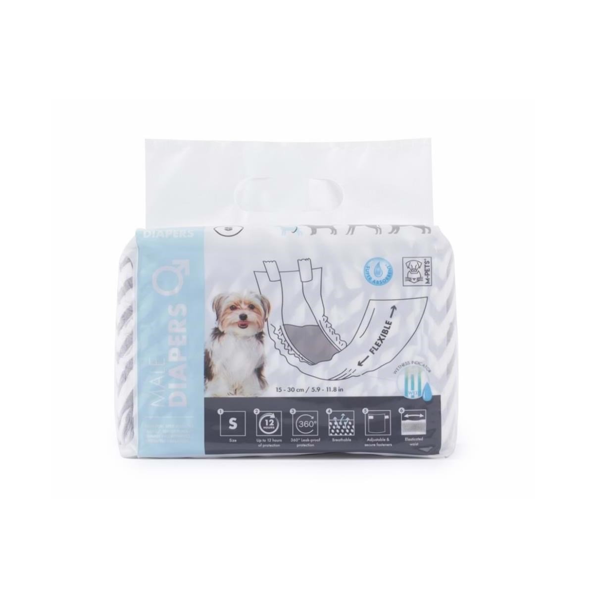 M-PETS DIAPERS ERKEK KÖPEKLER İÇİN KÜLOT (S) 12Lİ