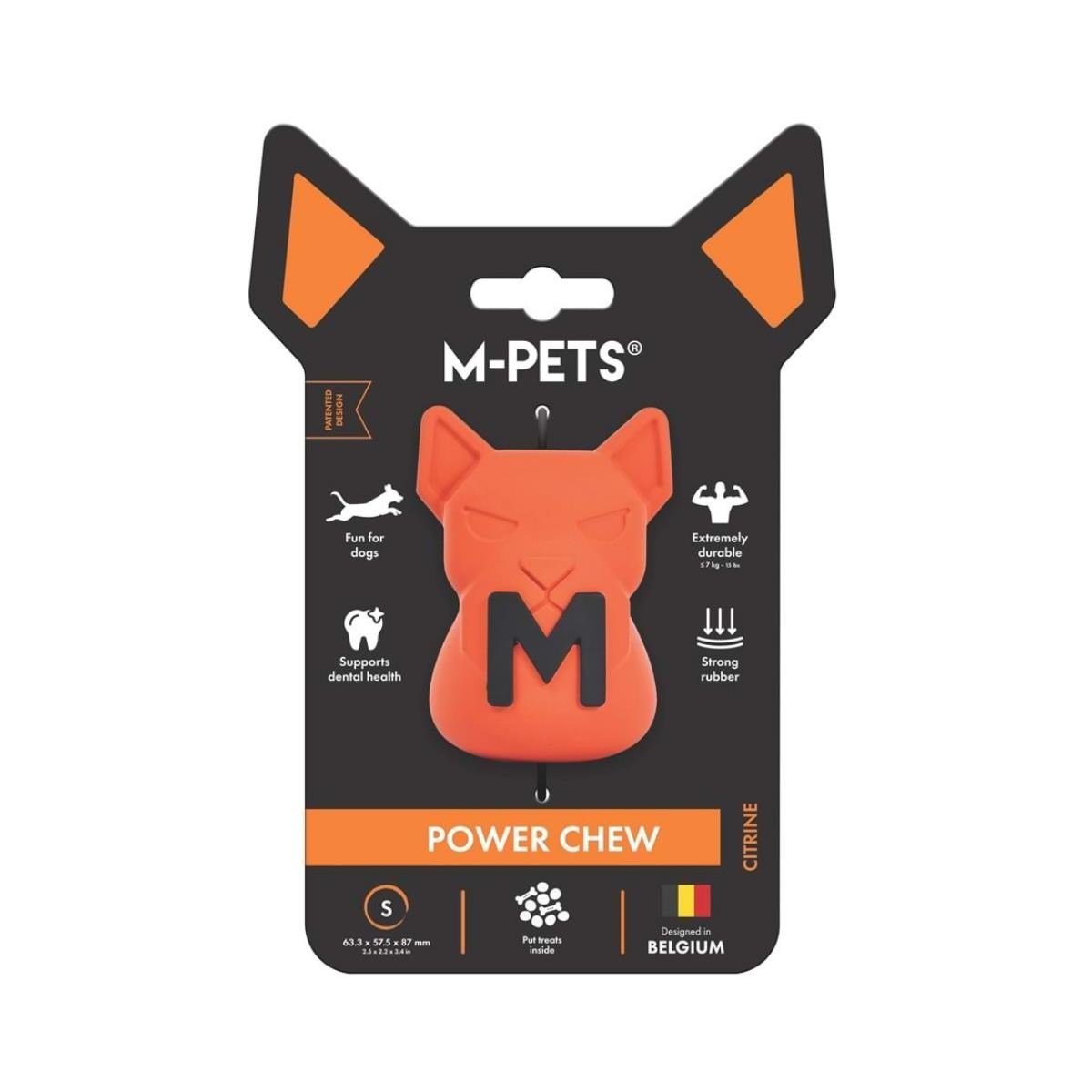 M-PETS POWER CHEW KAUÇUK KÖPEK ÖDÜL OYUNCAĞI CITRINE (S)