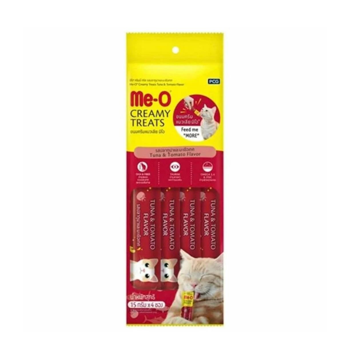 Me-O Creamy Treats Ton Balığı ve Domatesli Kedi Ödül Maması 4X15 Gr