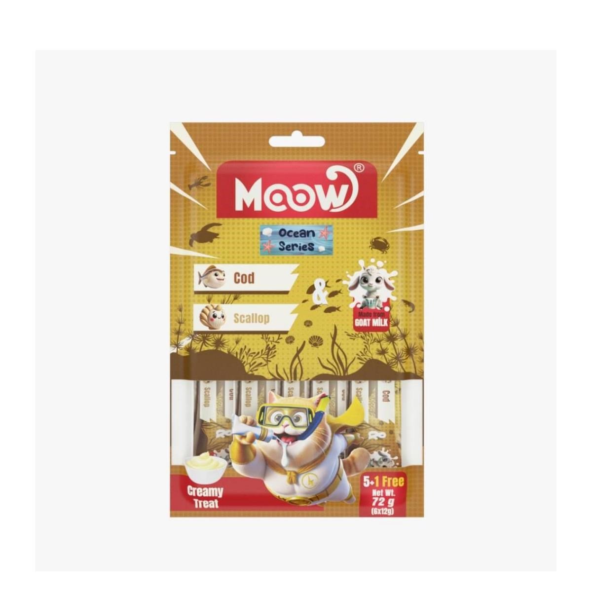 Moow Morina Balıklı Keçi Sütlü 12gr x 6 Adet Kedi Krema Ödülü