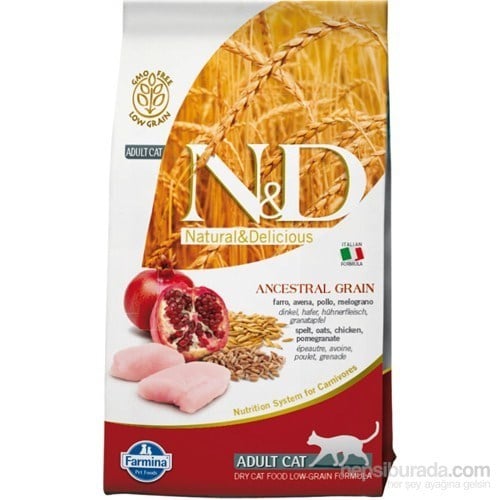 N&D Düşük Tahıllı Tavuk ve Narlı Yetişkin Kedi Maması 1.5 Kg