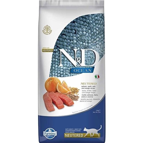 N&D Ocean Düşük Tahıllı Kısırlaştırılmış Somonlu ve Portakallı 10 kg Yetişkin Kedi Maması