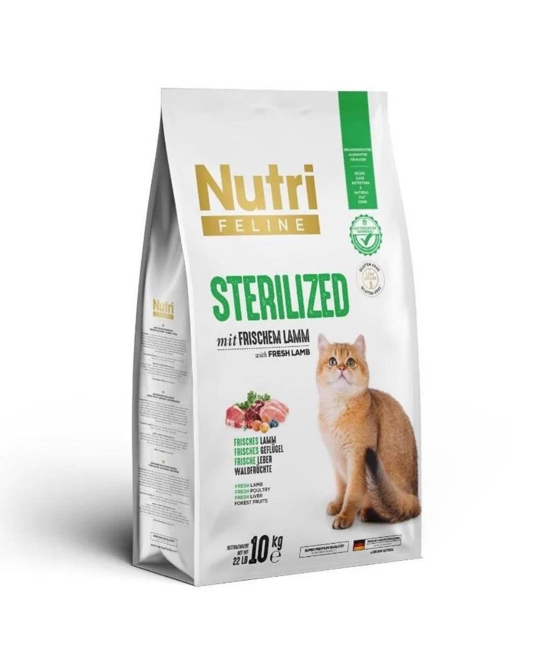 Nutri Feline Sterilised Kısırlaştırılmış Kuzulu Kedi Maması 10 kg