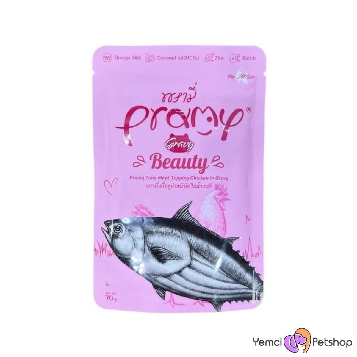 PRAMY TON BALIKLI TAVUKLU TAMAMLAYICI YETİŞİN KEDİ MAMASI 70 GR