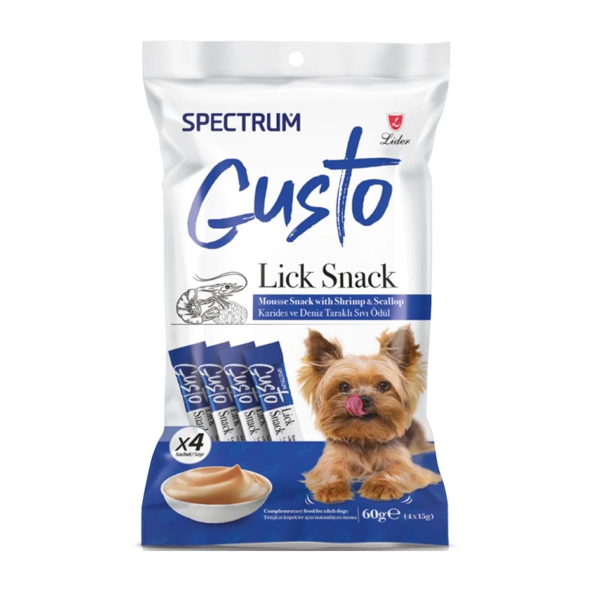Spectrum Gusto Karidesli ve Deniz Taraklı Sıvı Yetişkin Köpek Ödül Maması 4x15 Gr