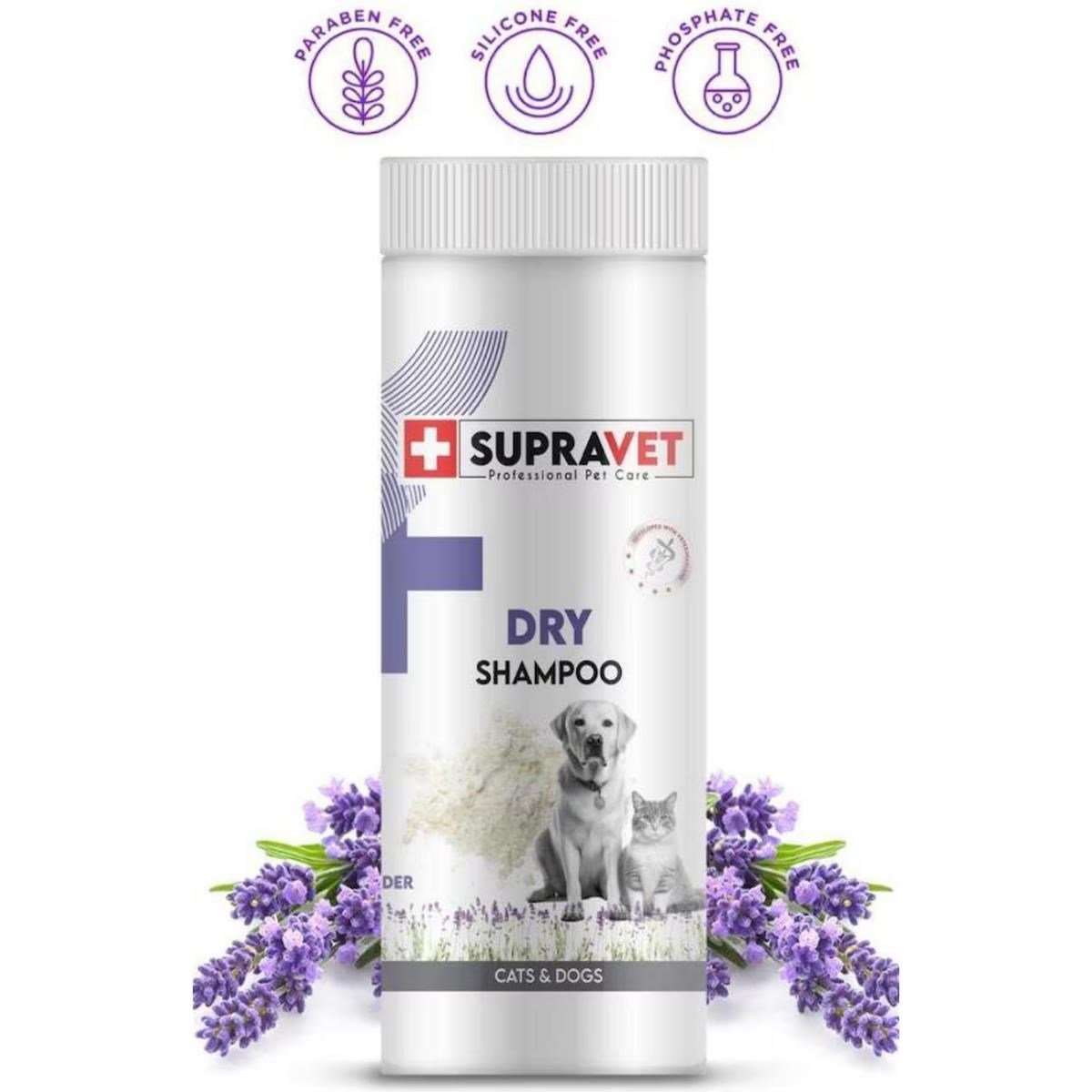 Supravet Dry Shampoo Lavanta Özlü Kedi Köpekler İçin Toz Şampuan 150 ml
