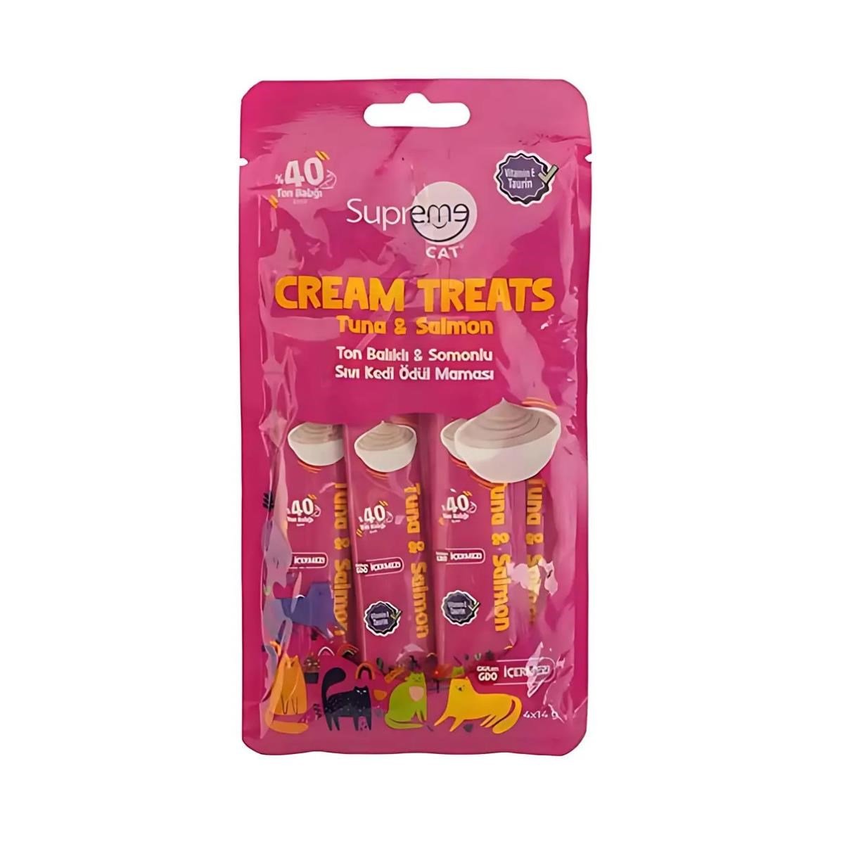 Supreme Cat Ton Balıklı ve Somonlu Krema Kedi Ödülü 4x14gr