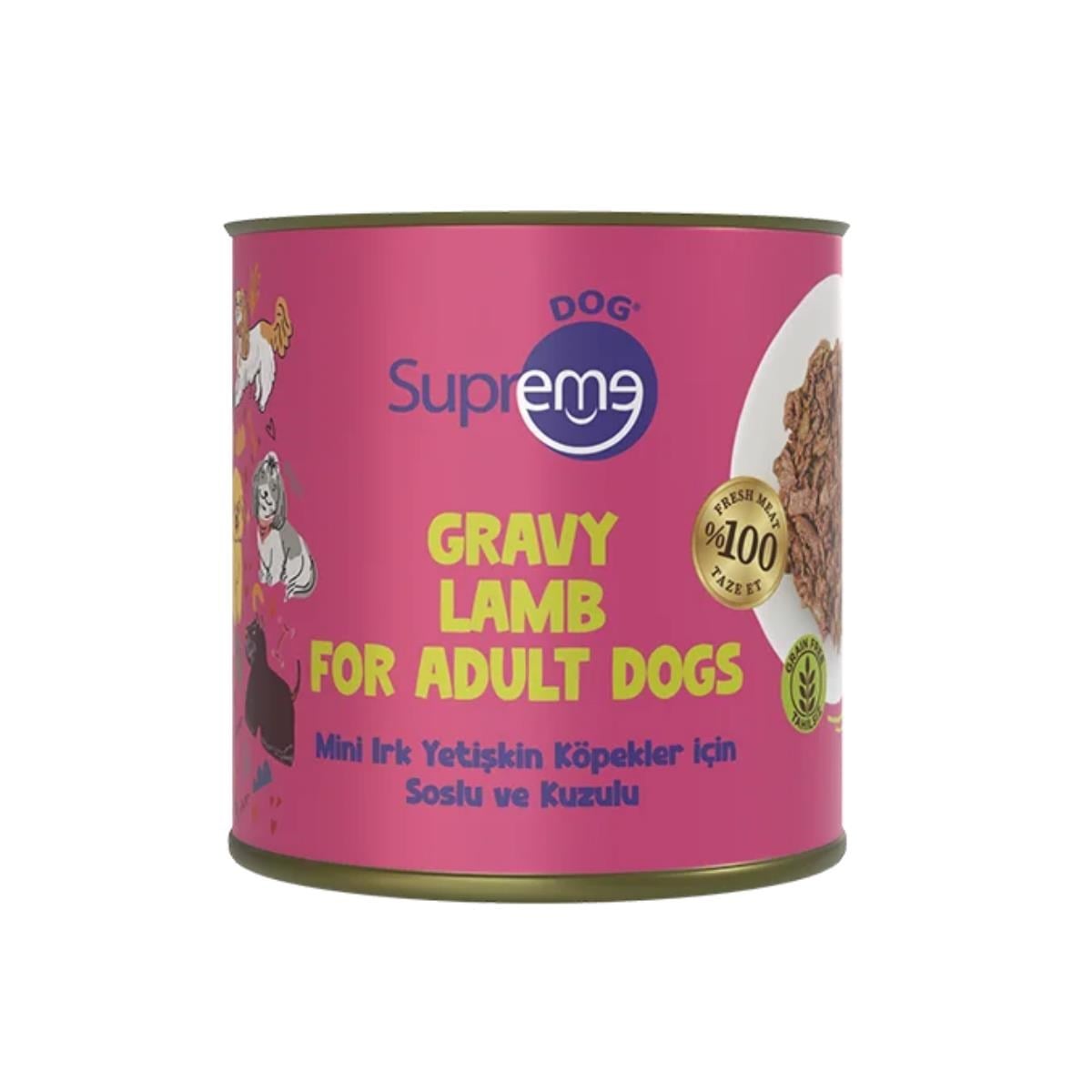 Supreme Dog Soslu ve Kuzulu Küçük Irk Yetişkin Köpek Konserve Maması 200gr