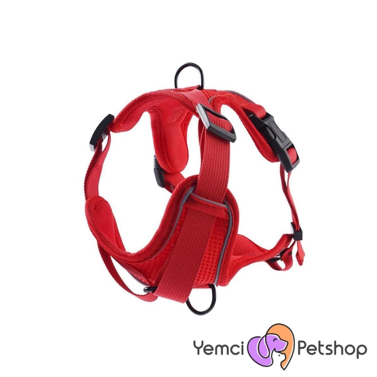 YEMCİPETSHOP  KÖPEK GÖĞÜS TASMASI KIRMIZI XL
