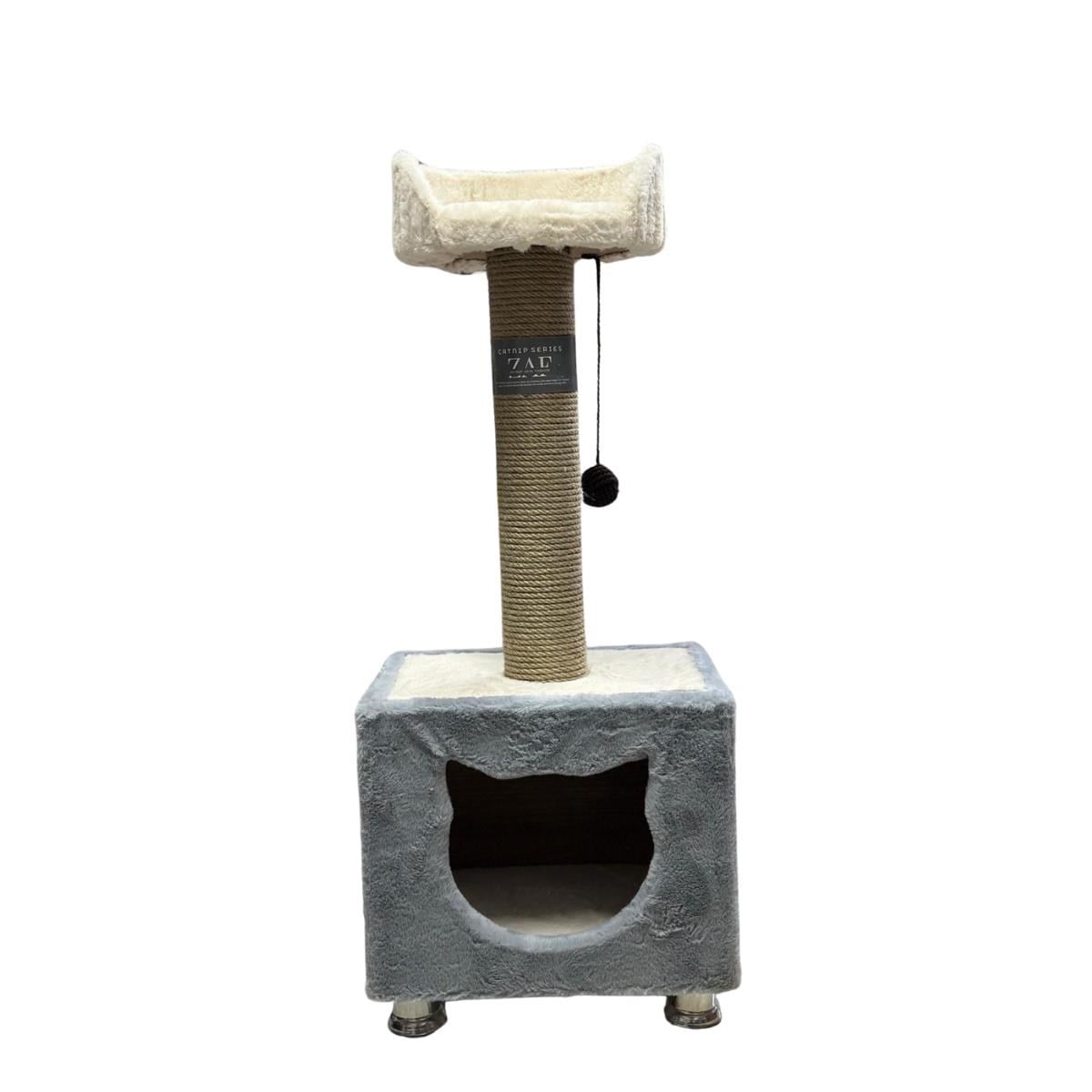 ZAF CAT BOX KEDİ NANELİ ÜSTÜ YATAKLI KEDİ EVİ GRİ