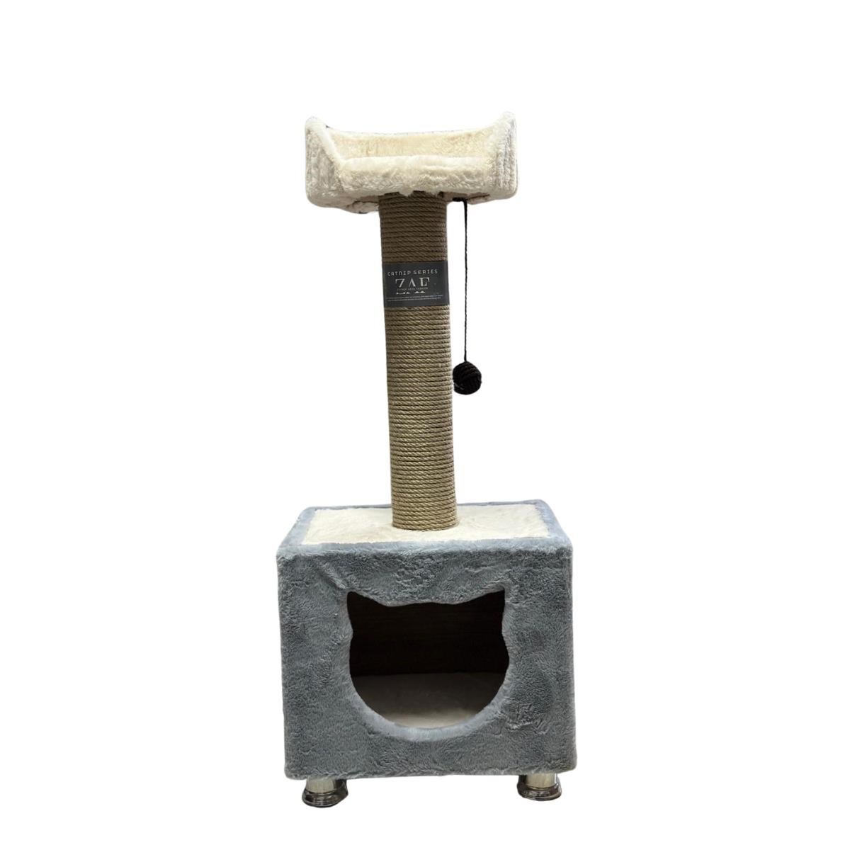 ZAF CAT BOX KEDİ NANELİ ÜSTÜ YATAKLI KEDİ EVİ GRİ