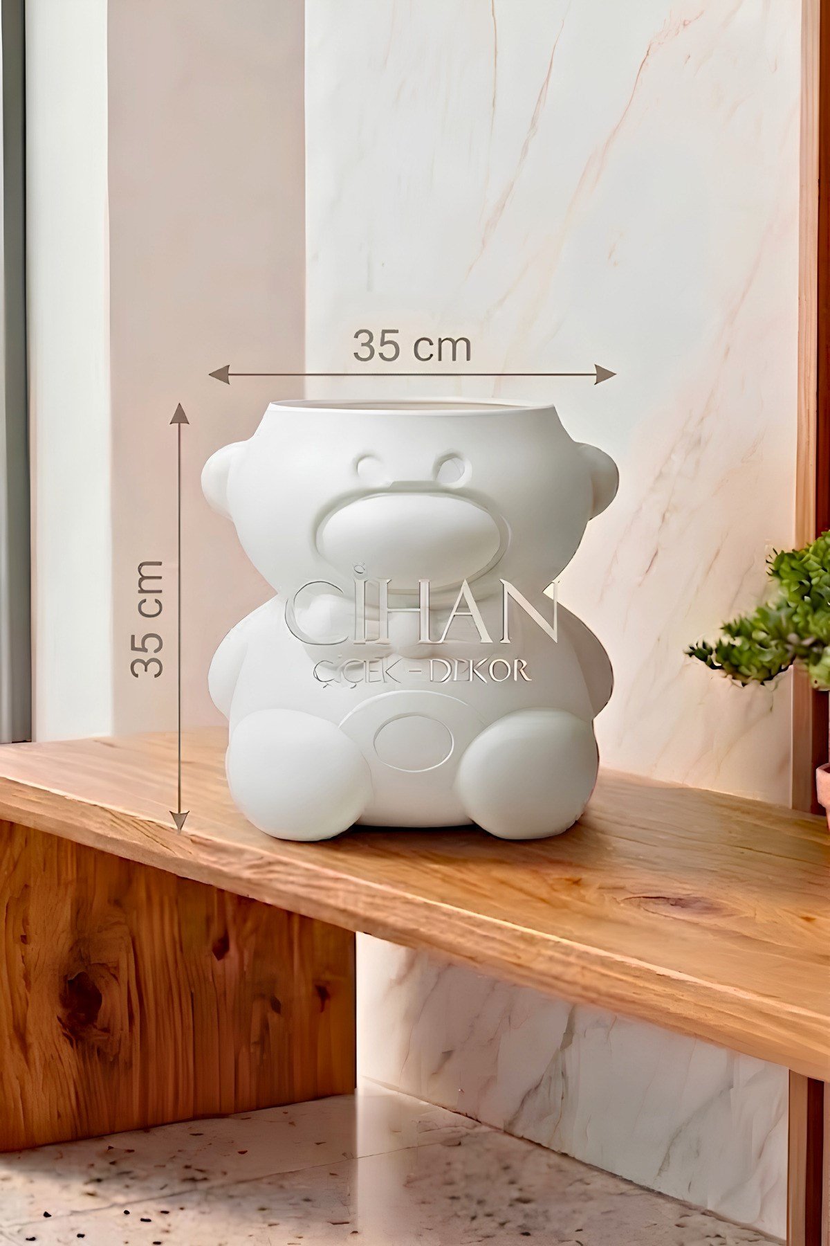 Ayıcık Tasarımlı Plastik Çiçek Saksısı 18 LT (35x35 cm) - İç ve Dış Mekan Dekoratif Saksı