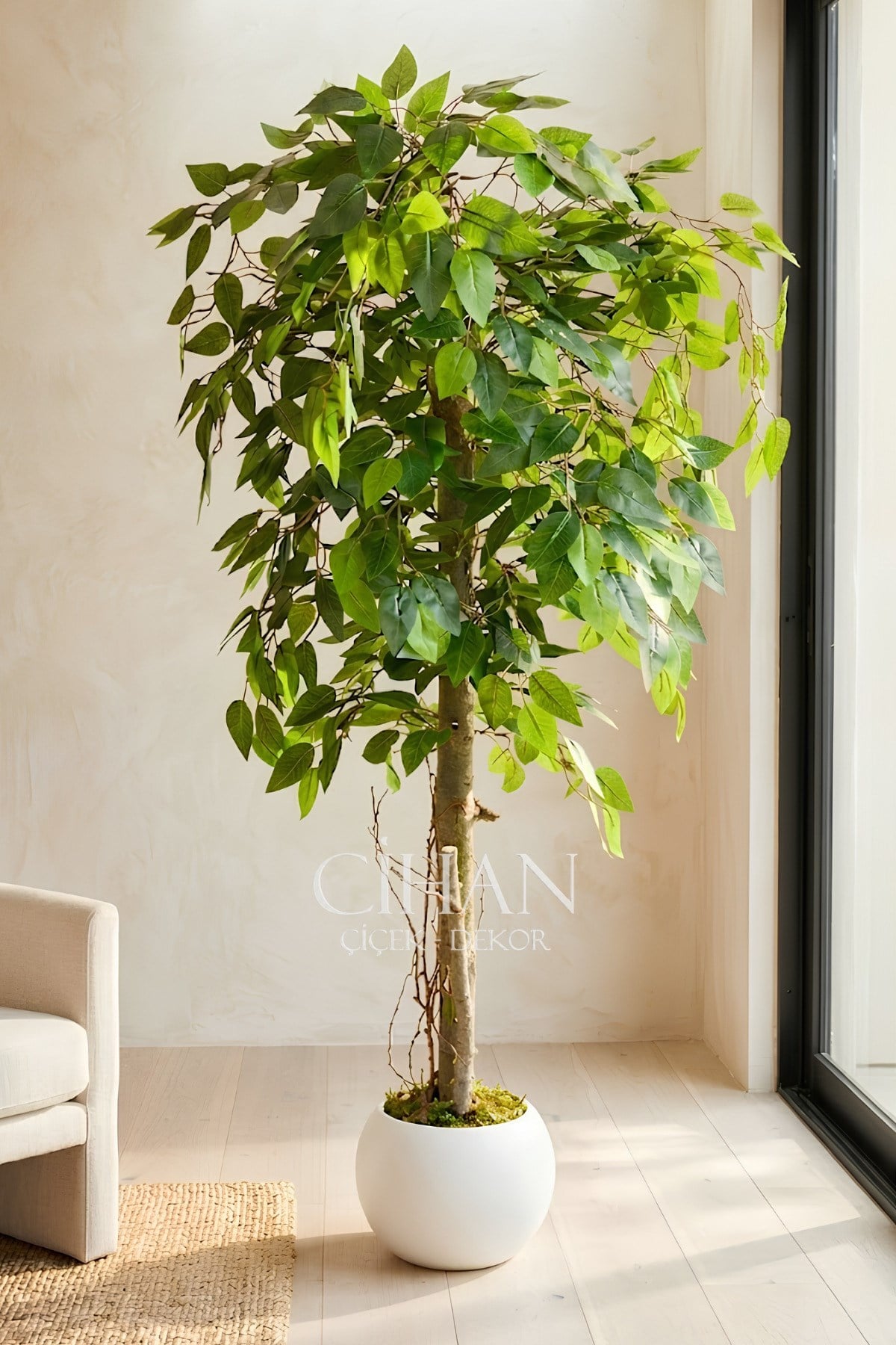 Yapay Benjamin Ağacı 27x33 Küre Saksılı 140 cm