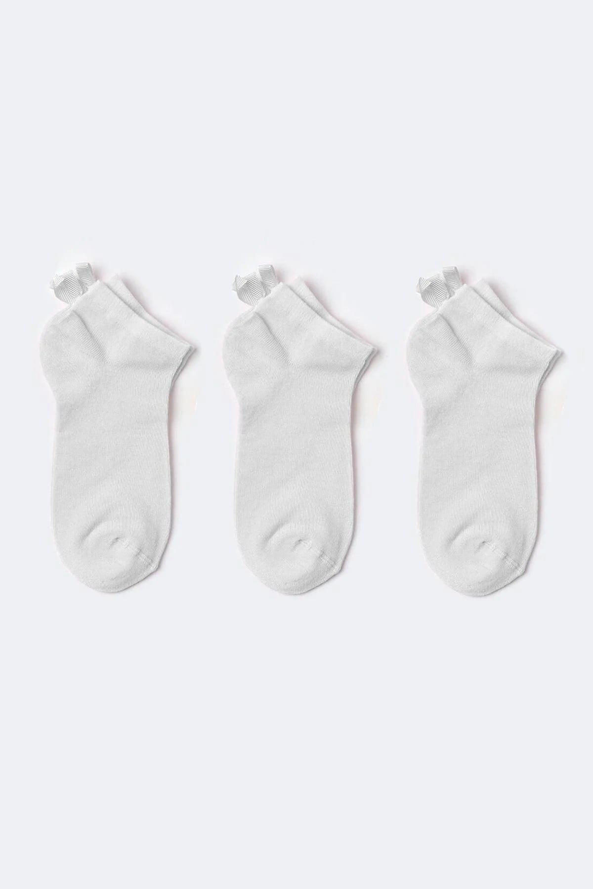 3'lü Paket Kız Çocuk Soft Bambu Step Çorap Beyaz