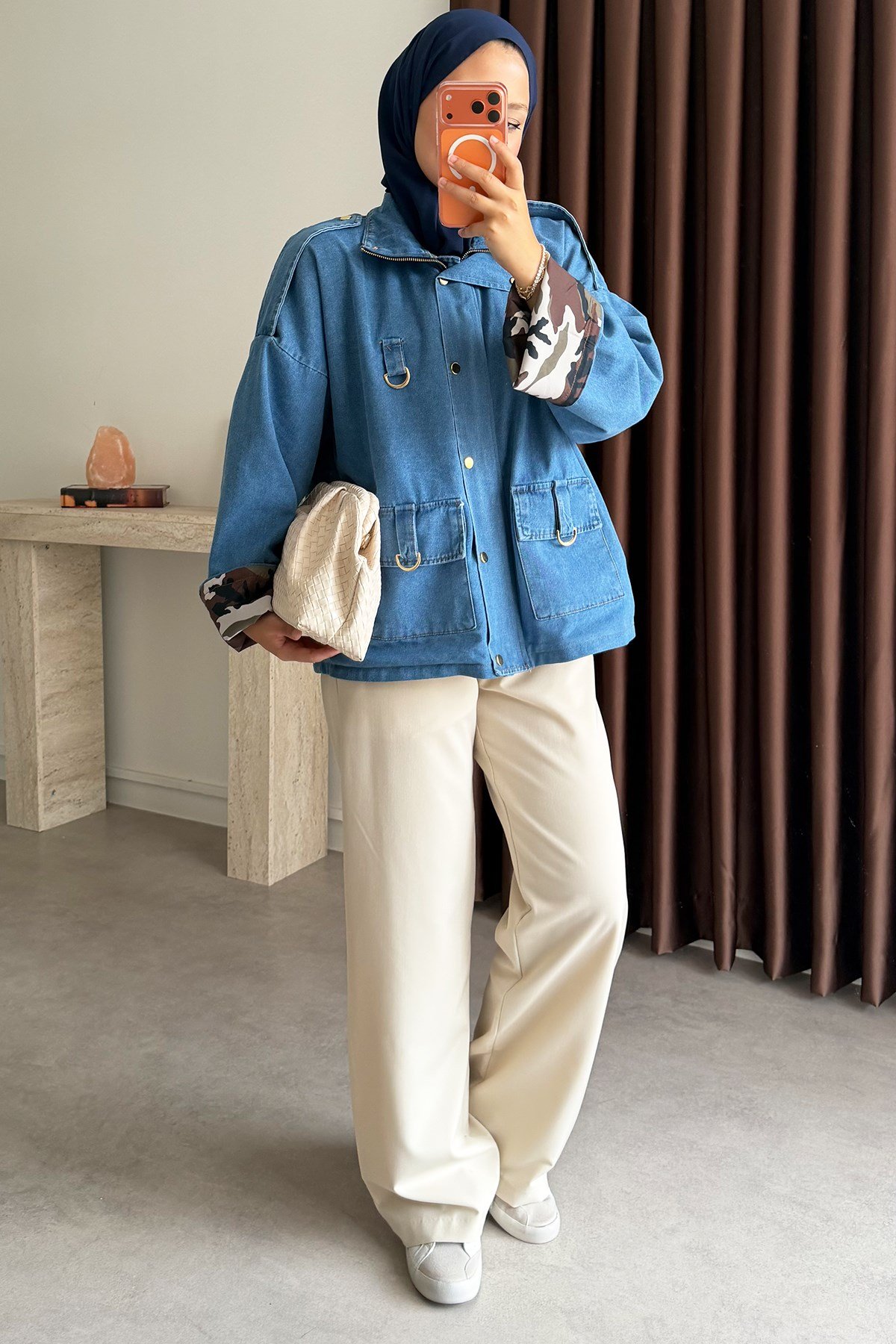 Astarlı Denim Ceket - Açık Kot