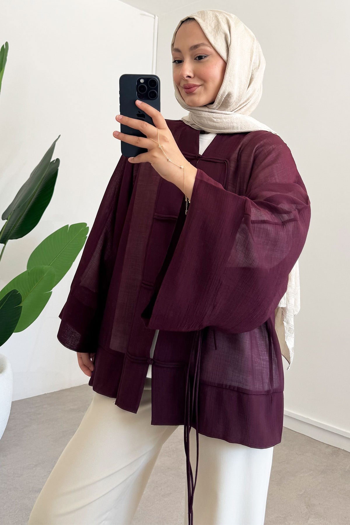 Kimono Ceket - Bordo