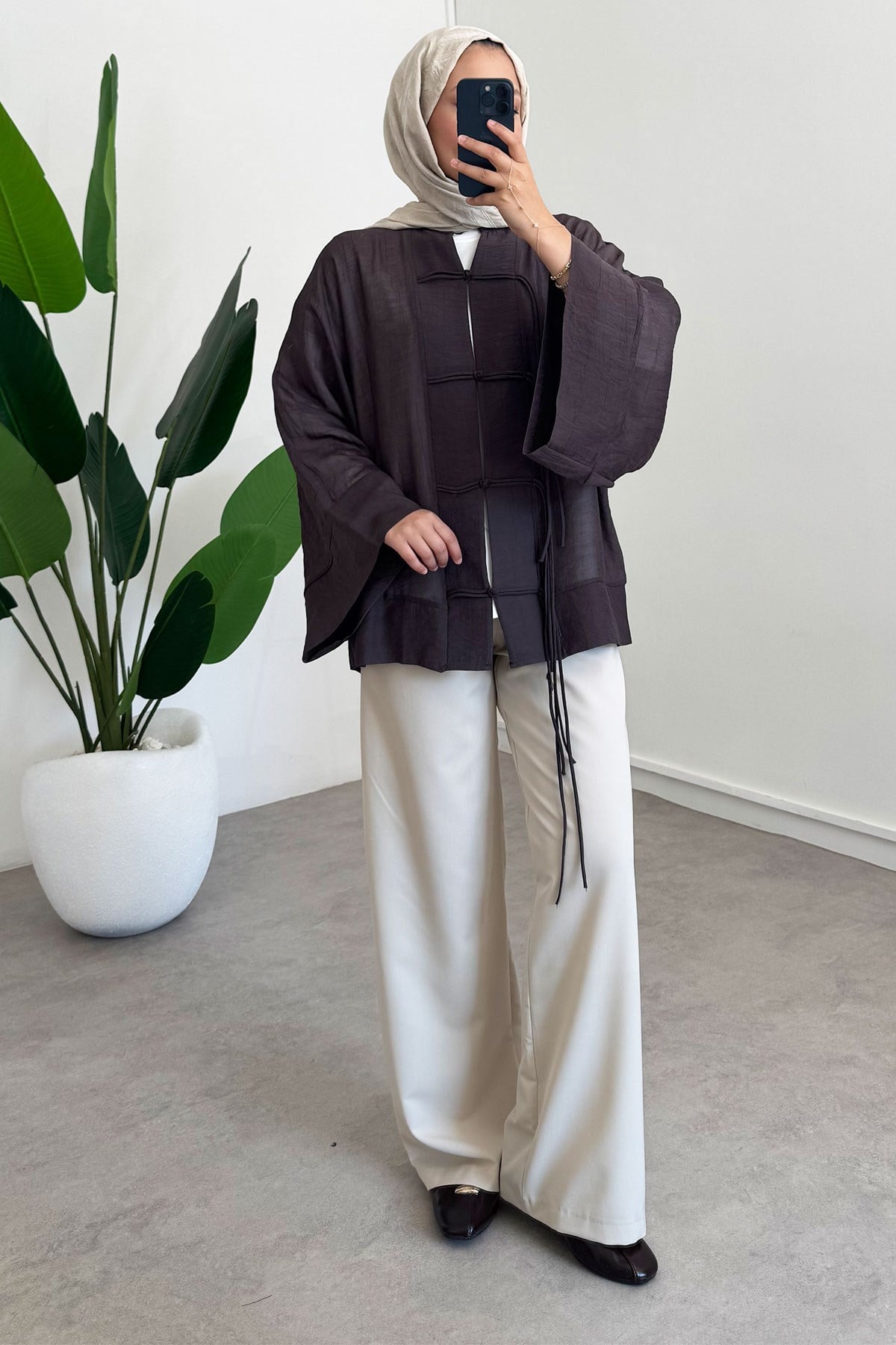 Kimono Ceket - Kahverengi