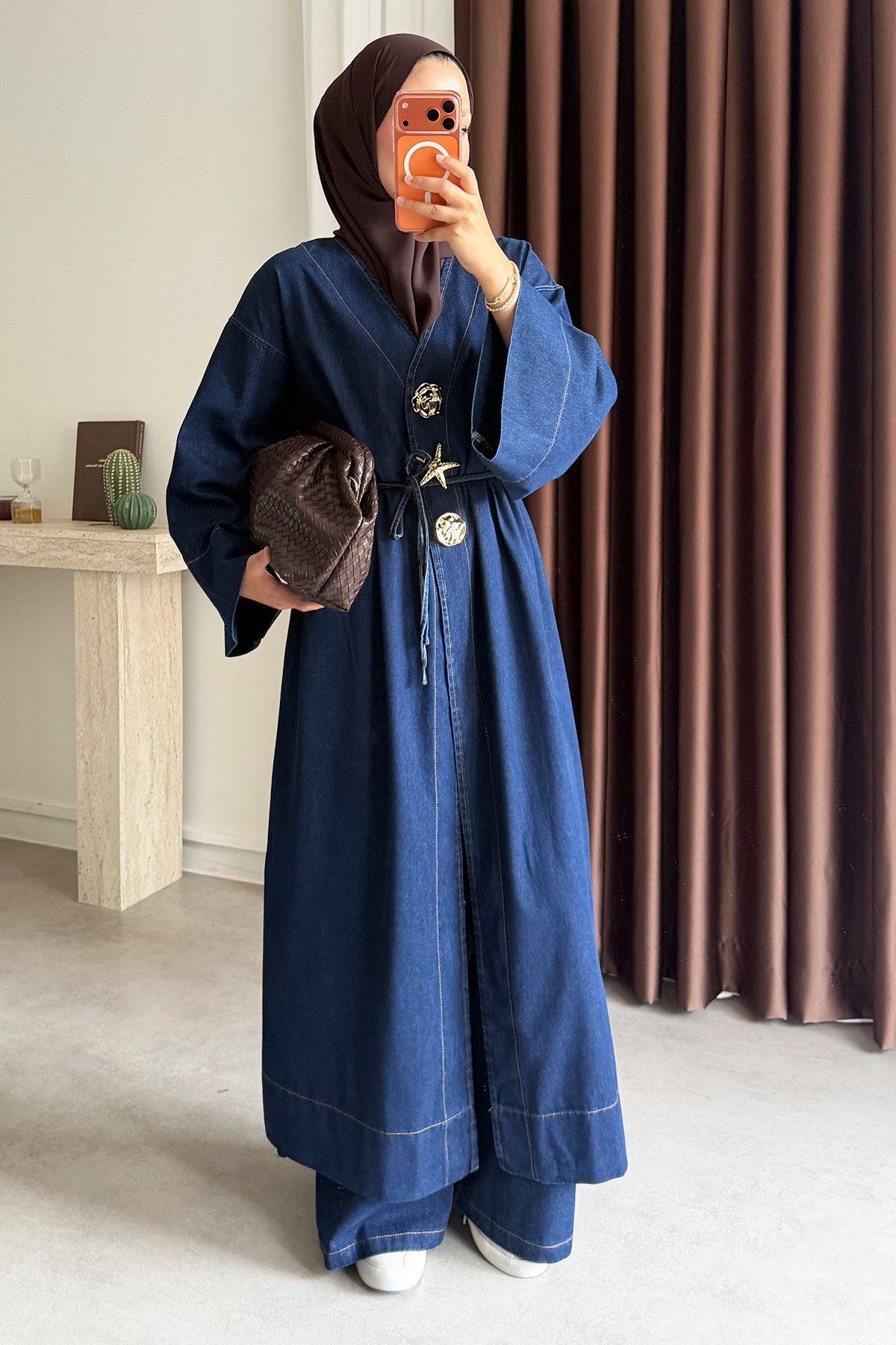 Kimono Denim Takım - Koyu Kot