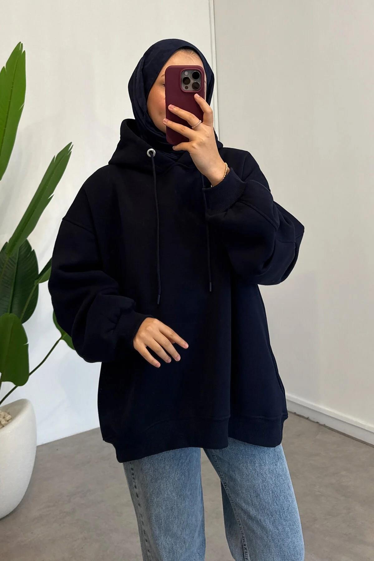 Kolu Pileli Sweatshirt - Lacivert