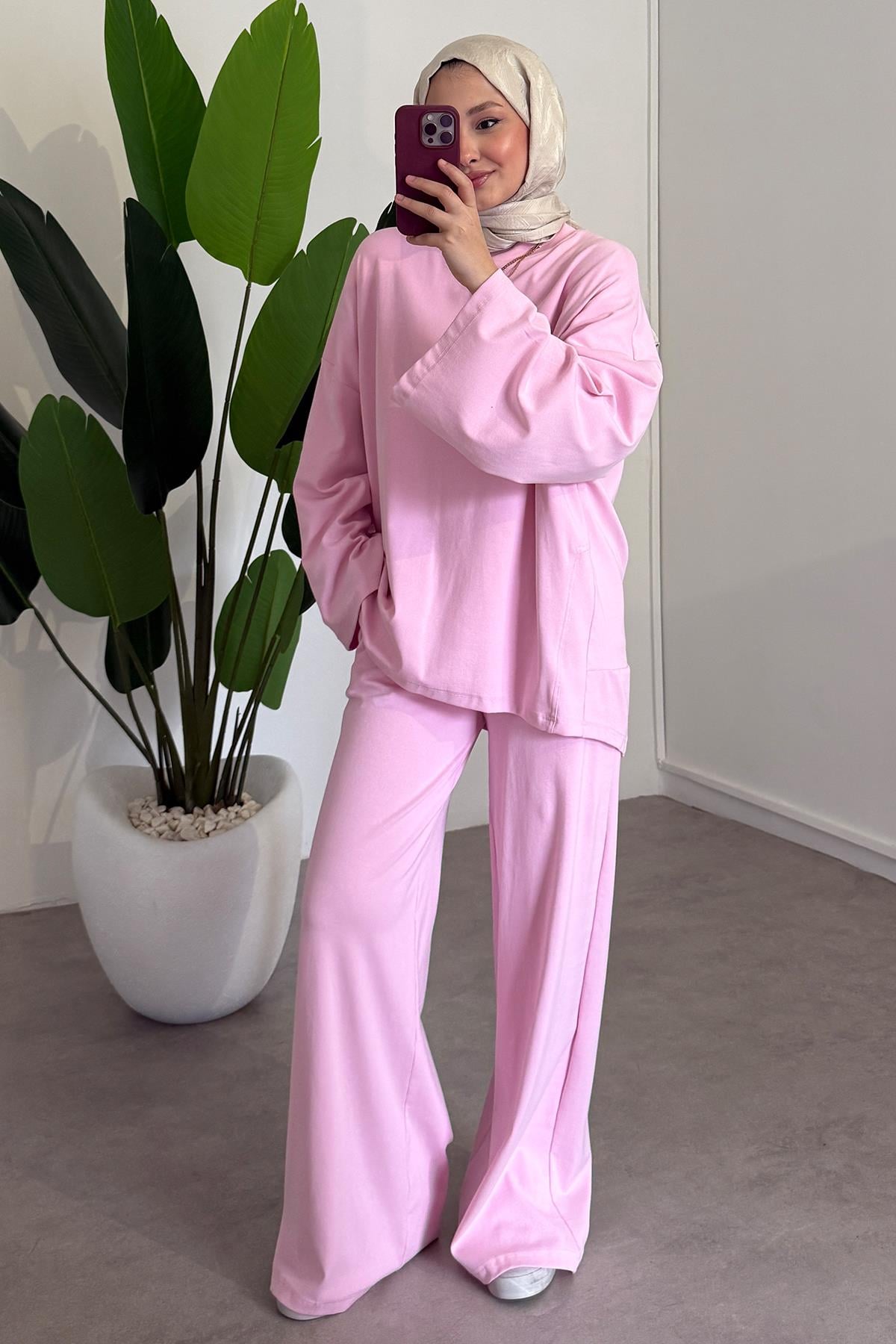 Oversize Basıc Takım - Pudra