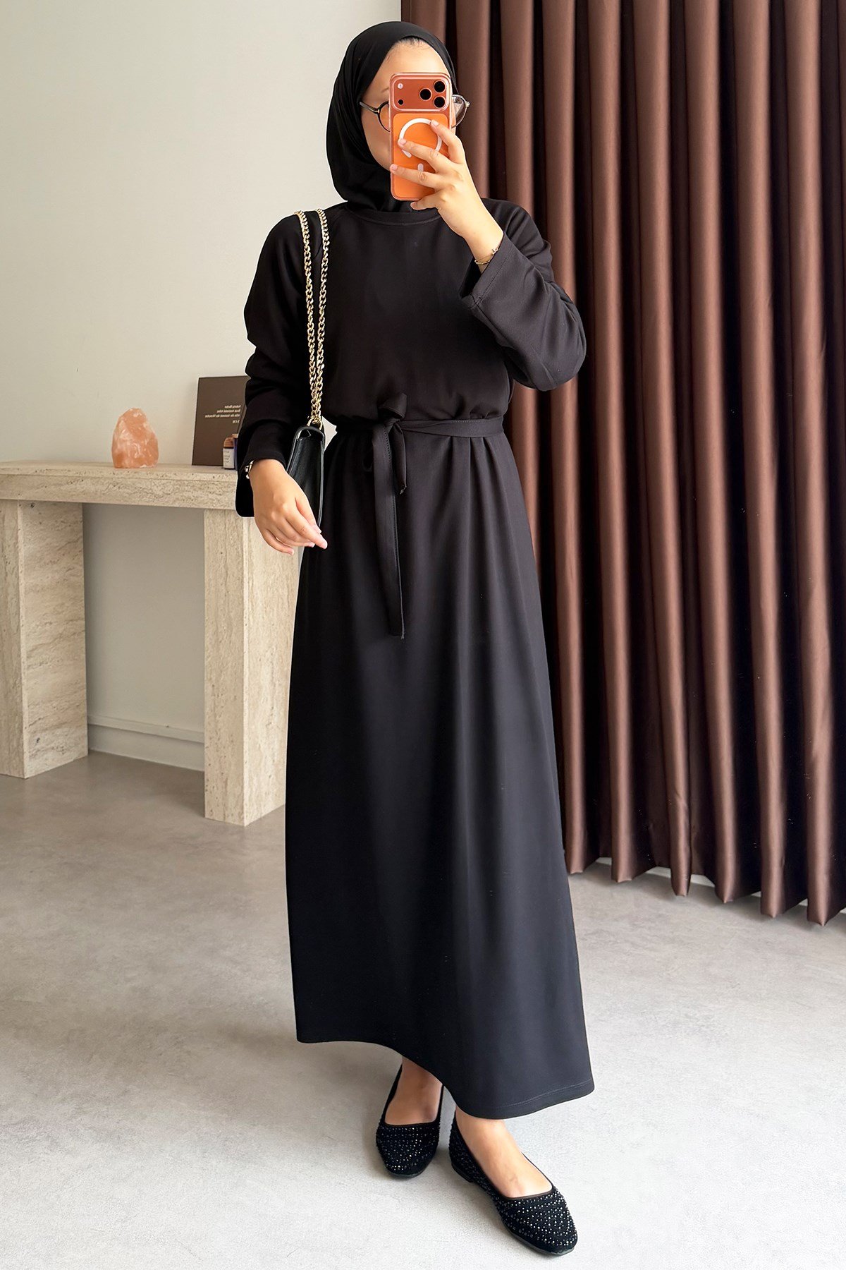 Reglan Kol  Oysh Elbise - Siyah