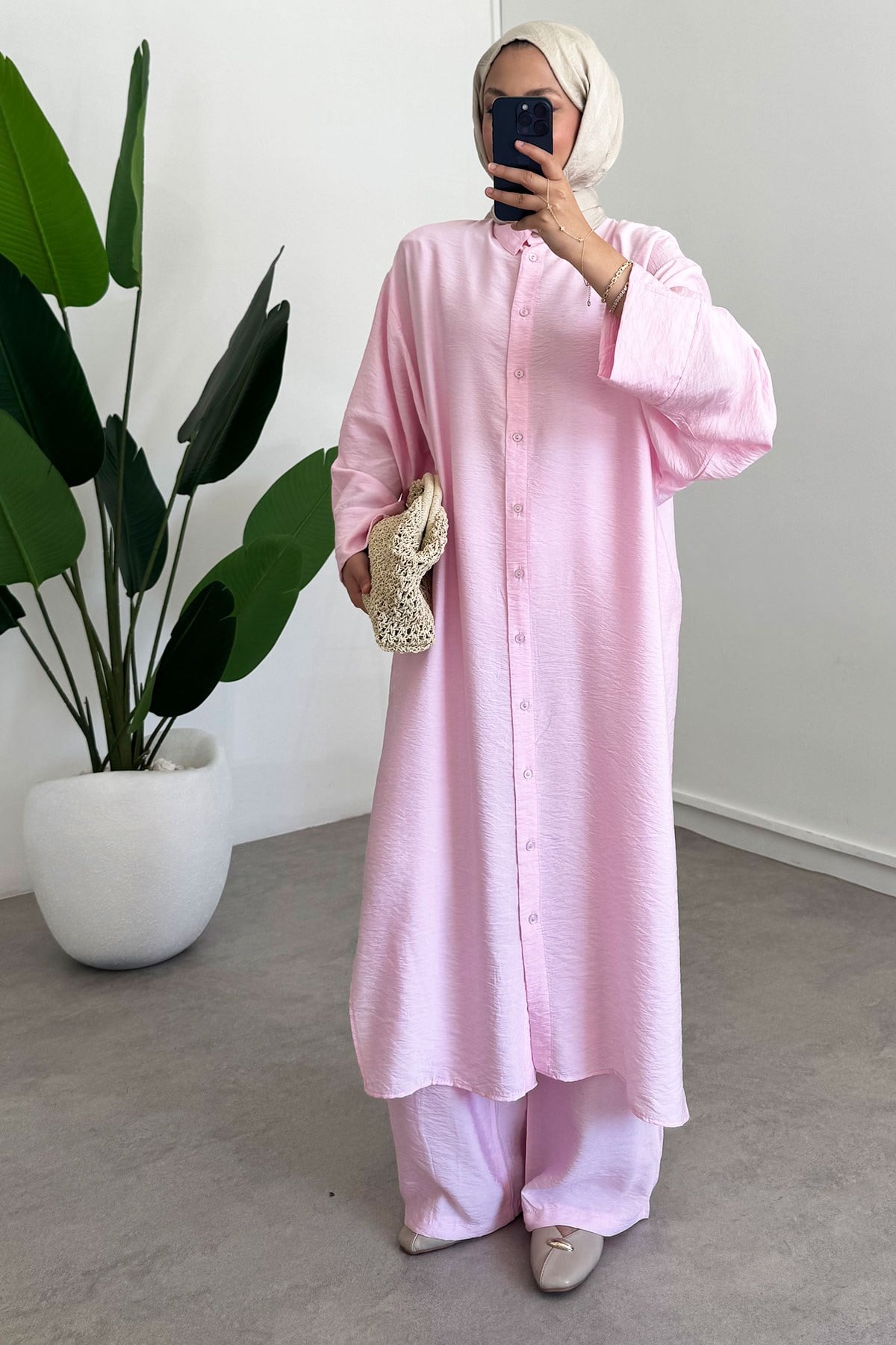 Uzun Modal Takım - Pembe