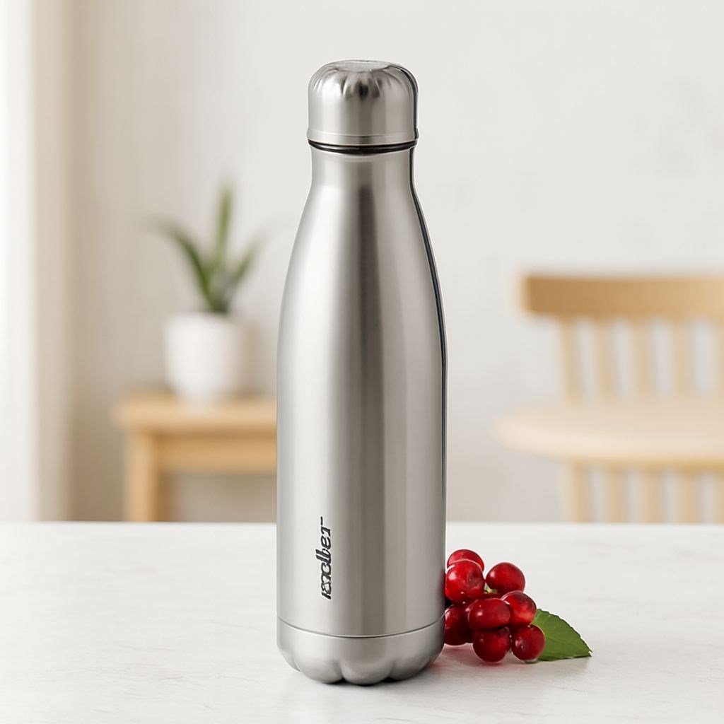 500 ml Paslanmaz Çelik Şişe Termos (Krom, Kaydırmaz Taban)