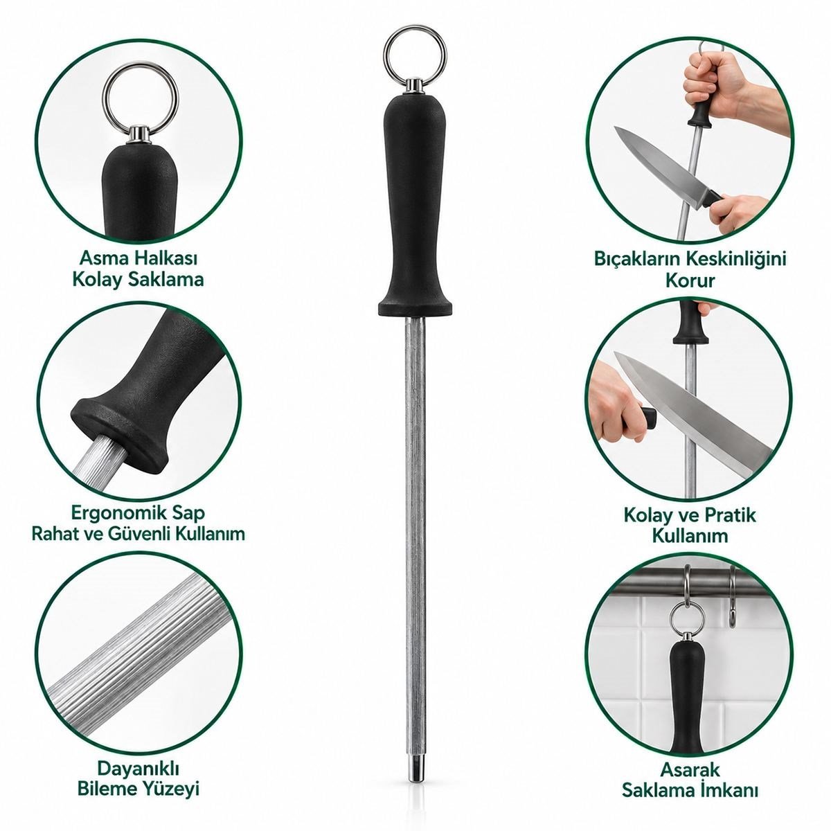 Bıçak Bileme Taşı 30 cm Metal Askılı