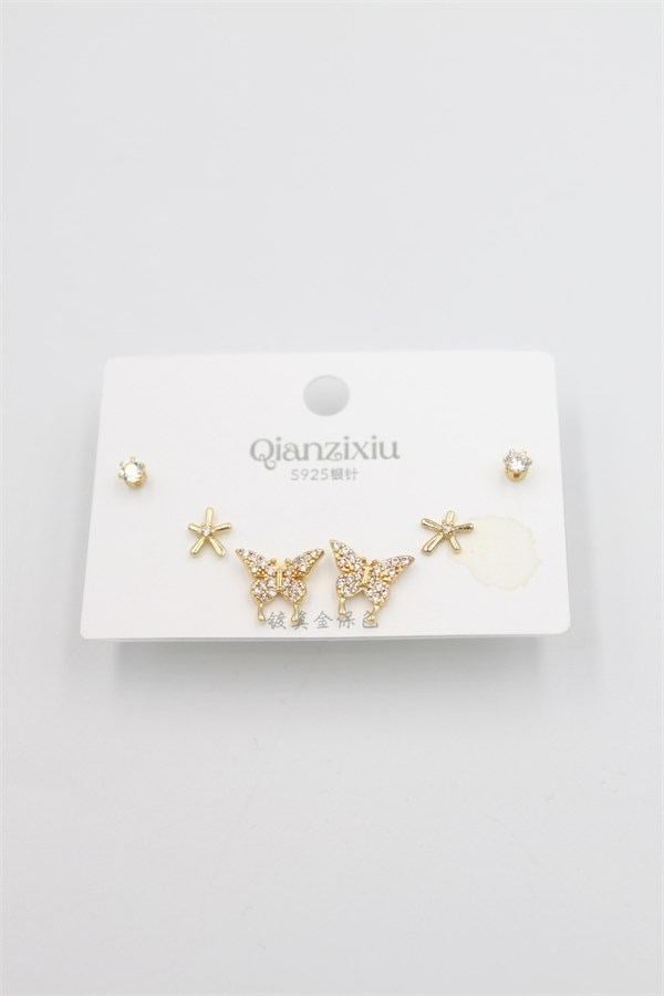 Çoklu Set Küpe - Altın