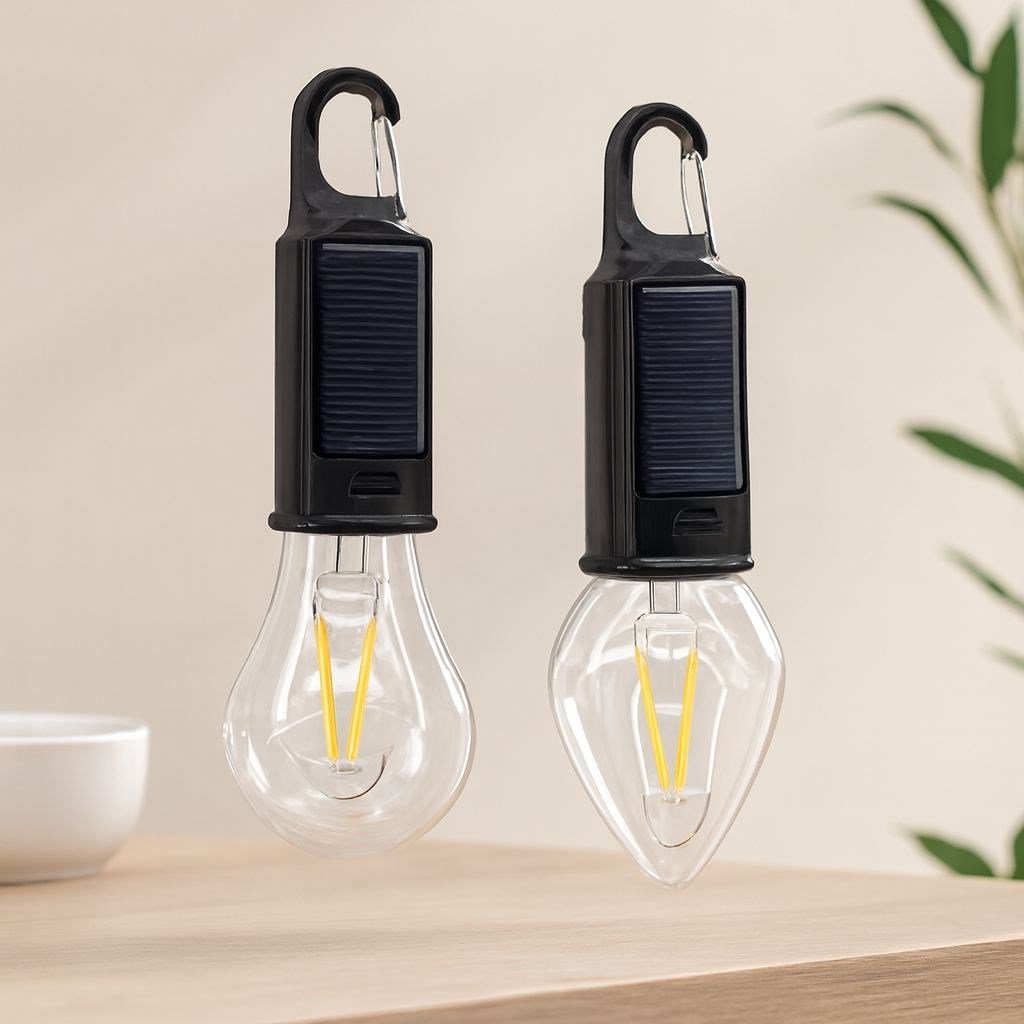 Solar USB Şarjlı Seyyar Kamp Lambası (Mandallı Kancalı, 3 Kademe)