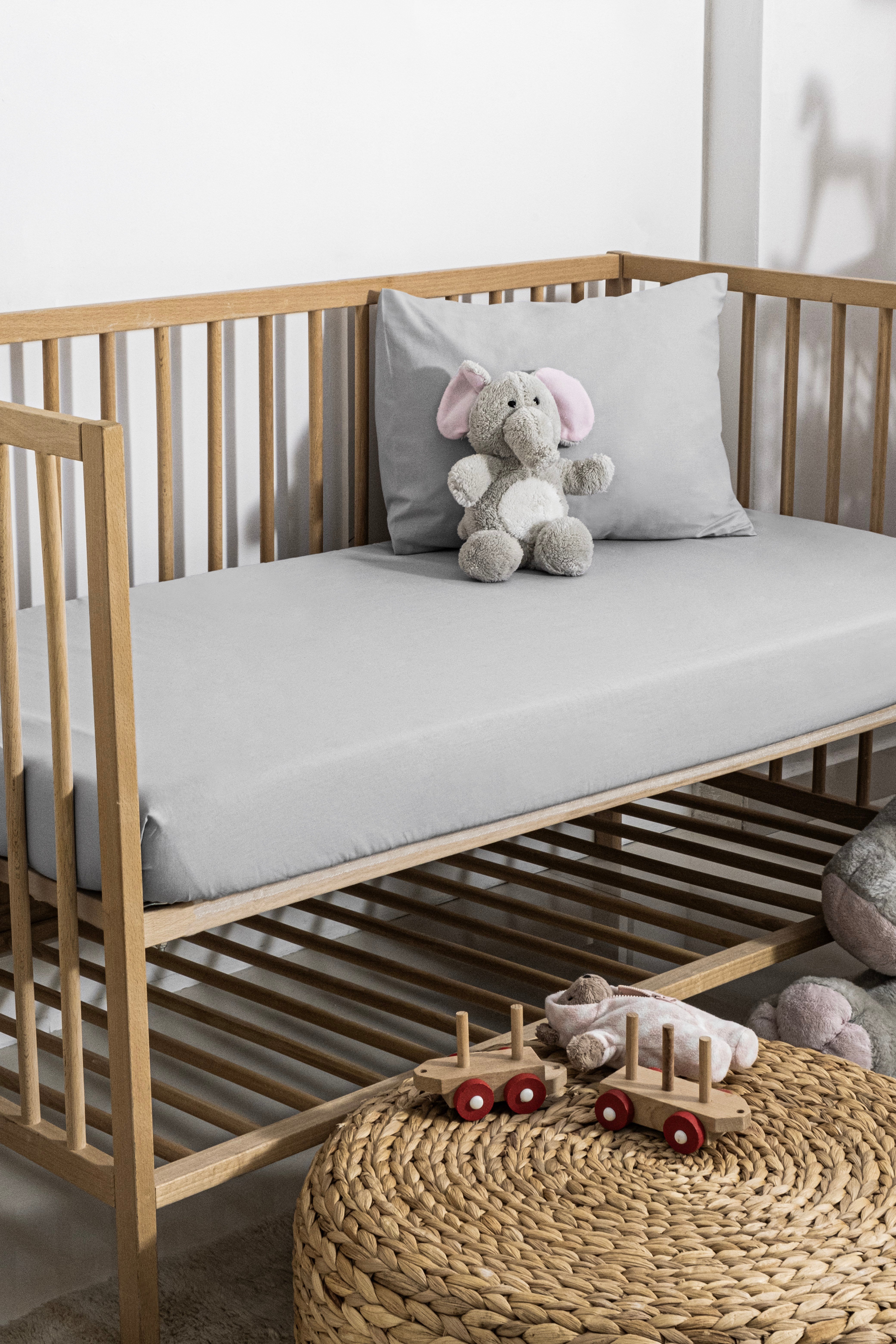 %100 pamuk Renforce Bebek Lastikli Çarşaf Set 70x140-15 - GRİ