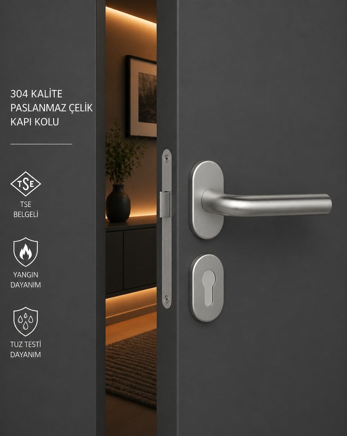 201EK Paslanmaz Çelik Kapı Kolu