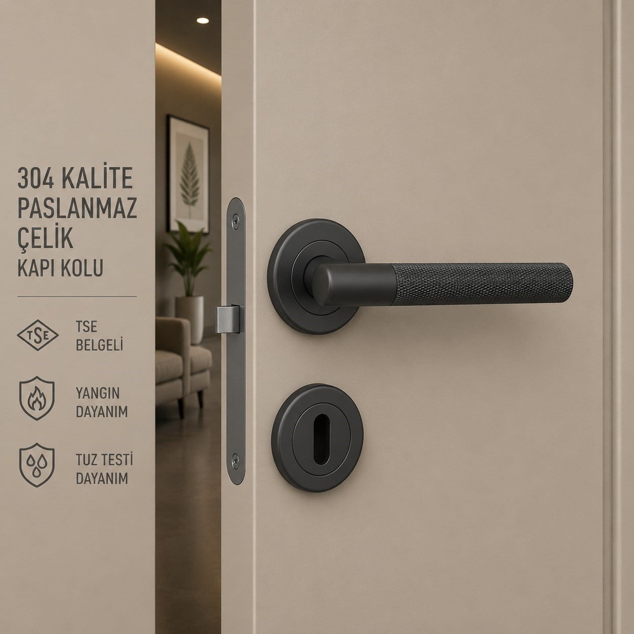 3001T Paslanmaz Çelik Kapı Kolu