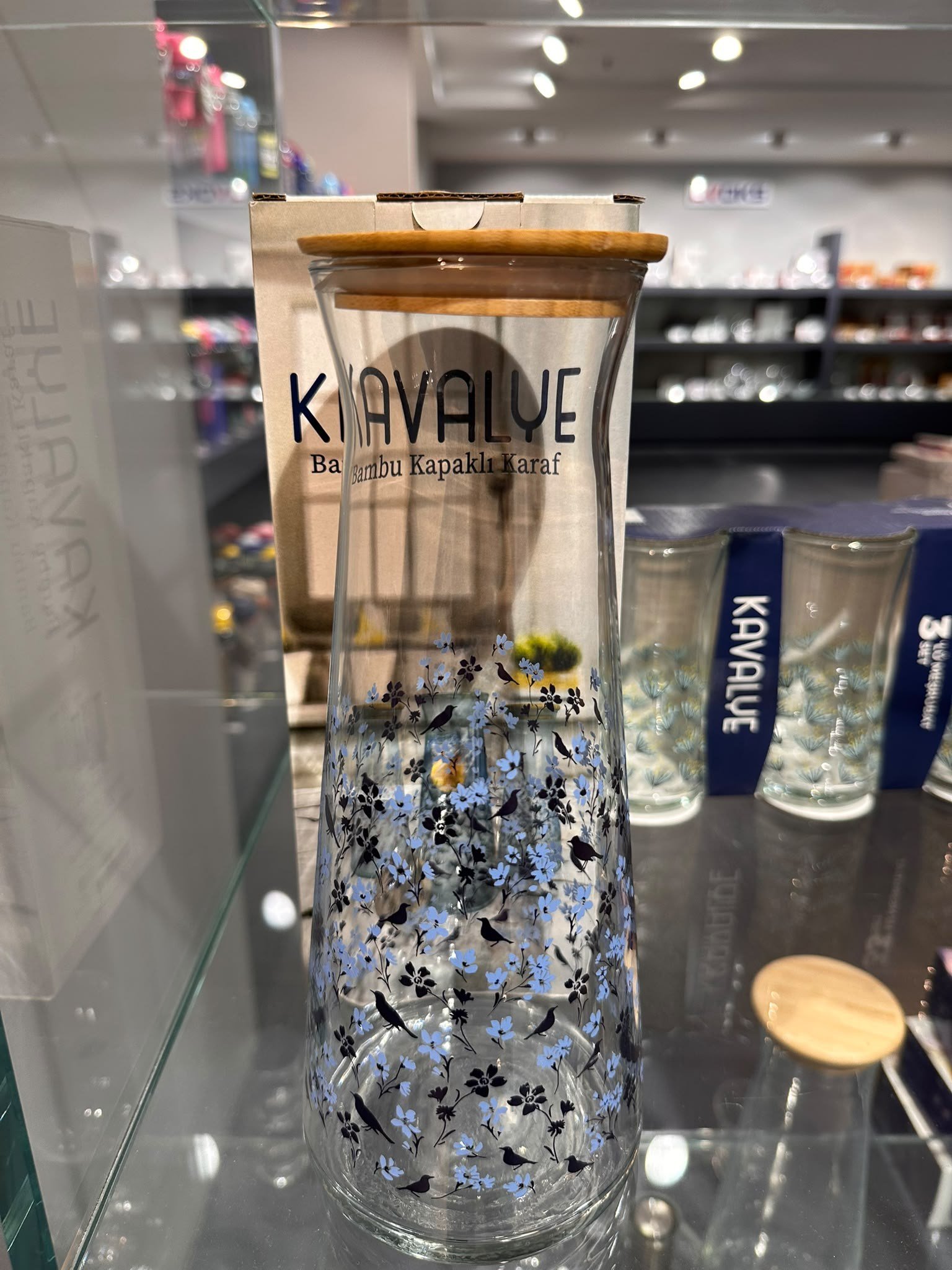 BAMBU KAPAKLI MAVİ DESENLİ KARAF 1,2 LT