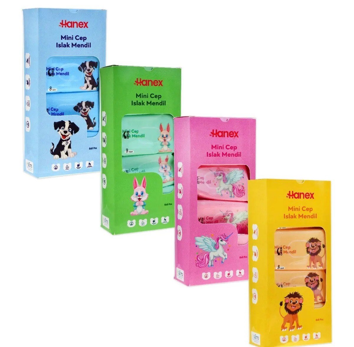 HANEX MİNİ ISLAK CEP MENDİL 8Lİ KOLİ 60 LI