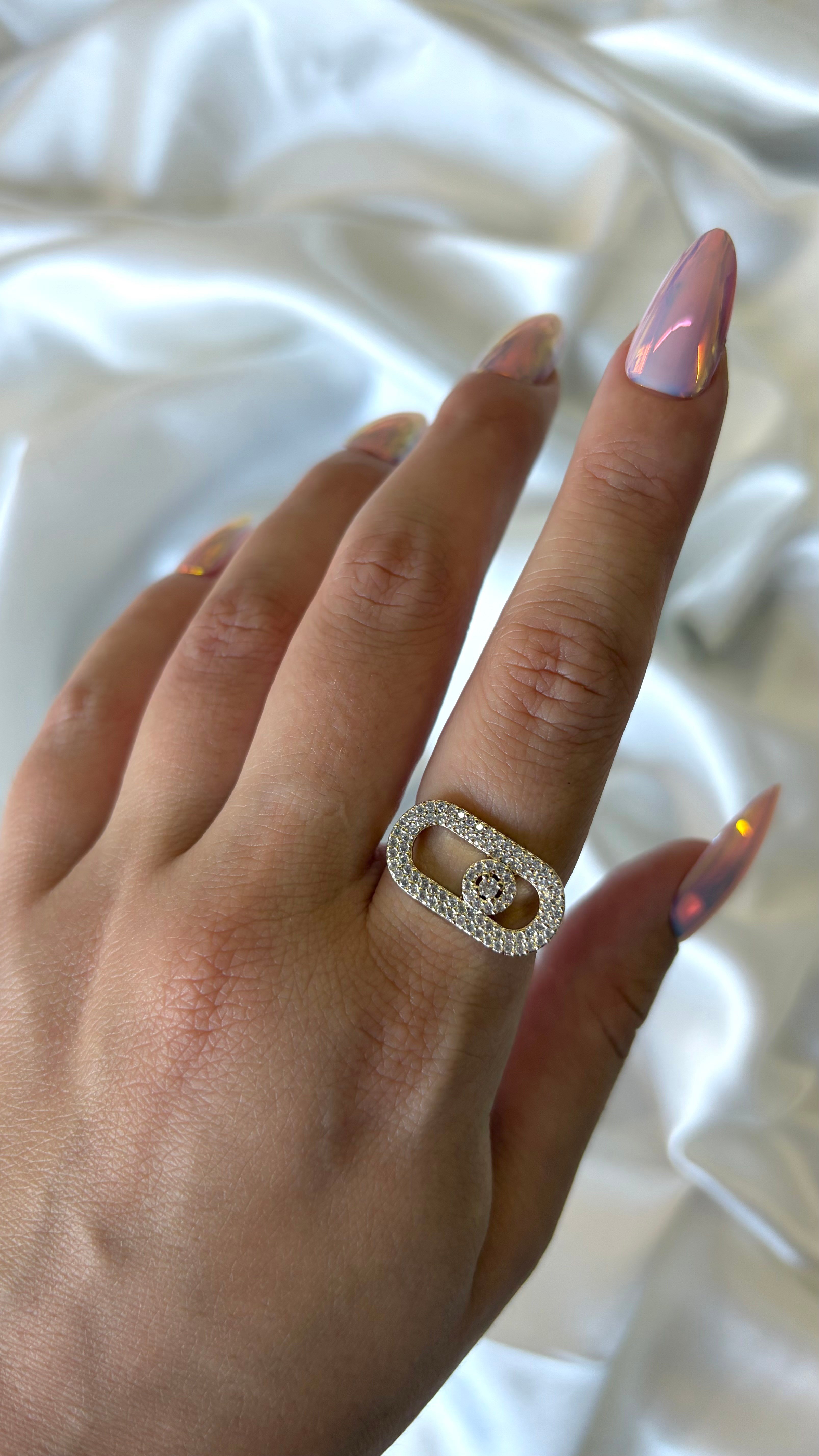 Kadın Gold Taşlı Oval Tasarım Ayarlanabilir Yüzük