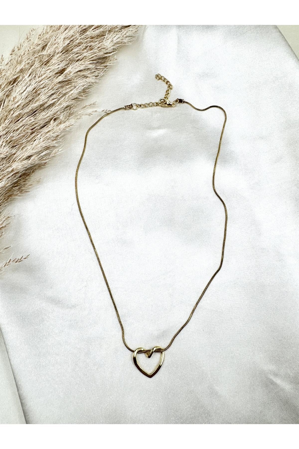 TAYEM Gold Renk Çelik Kalp Kolye Pinterest Tarzı