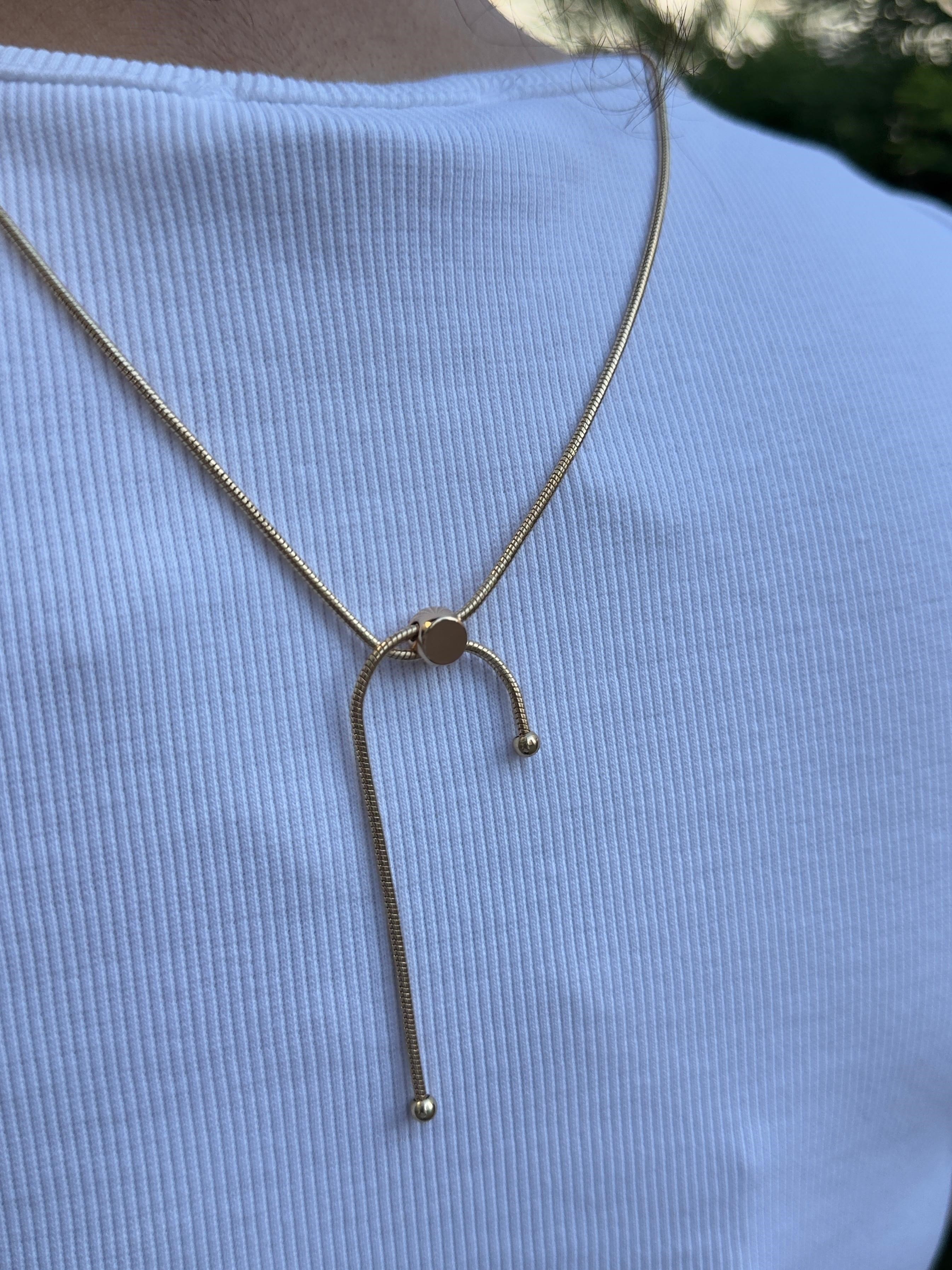 14k Altın Kaplama Syah Damla Taşlı Asansör Zincirli Kolye 90cm