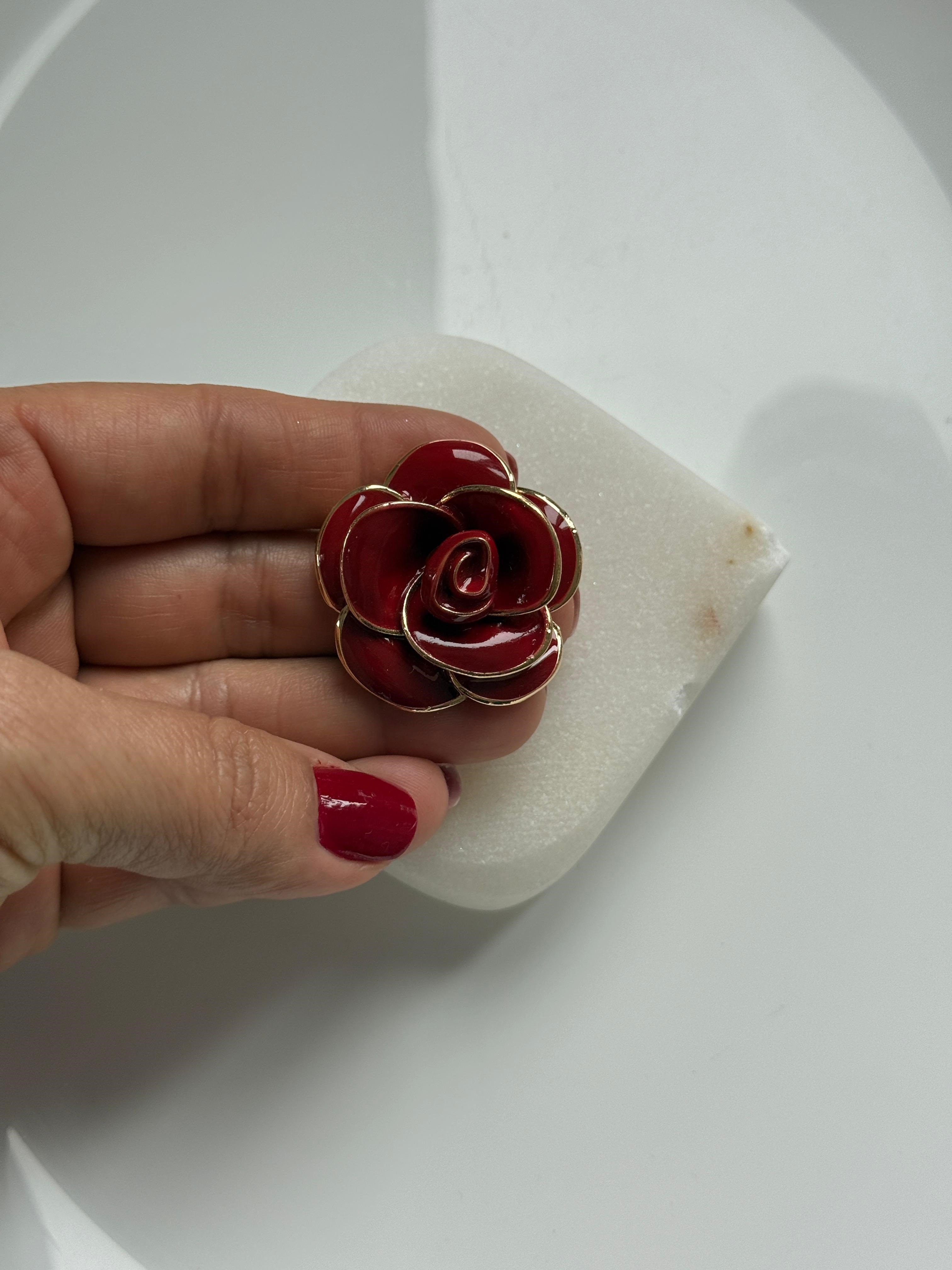Bordo Gül Broş