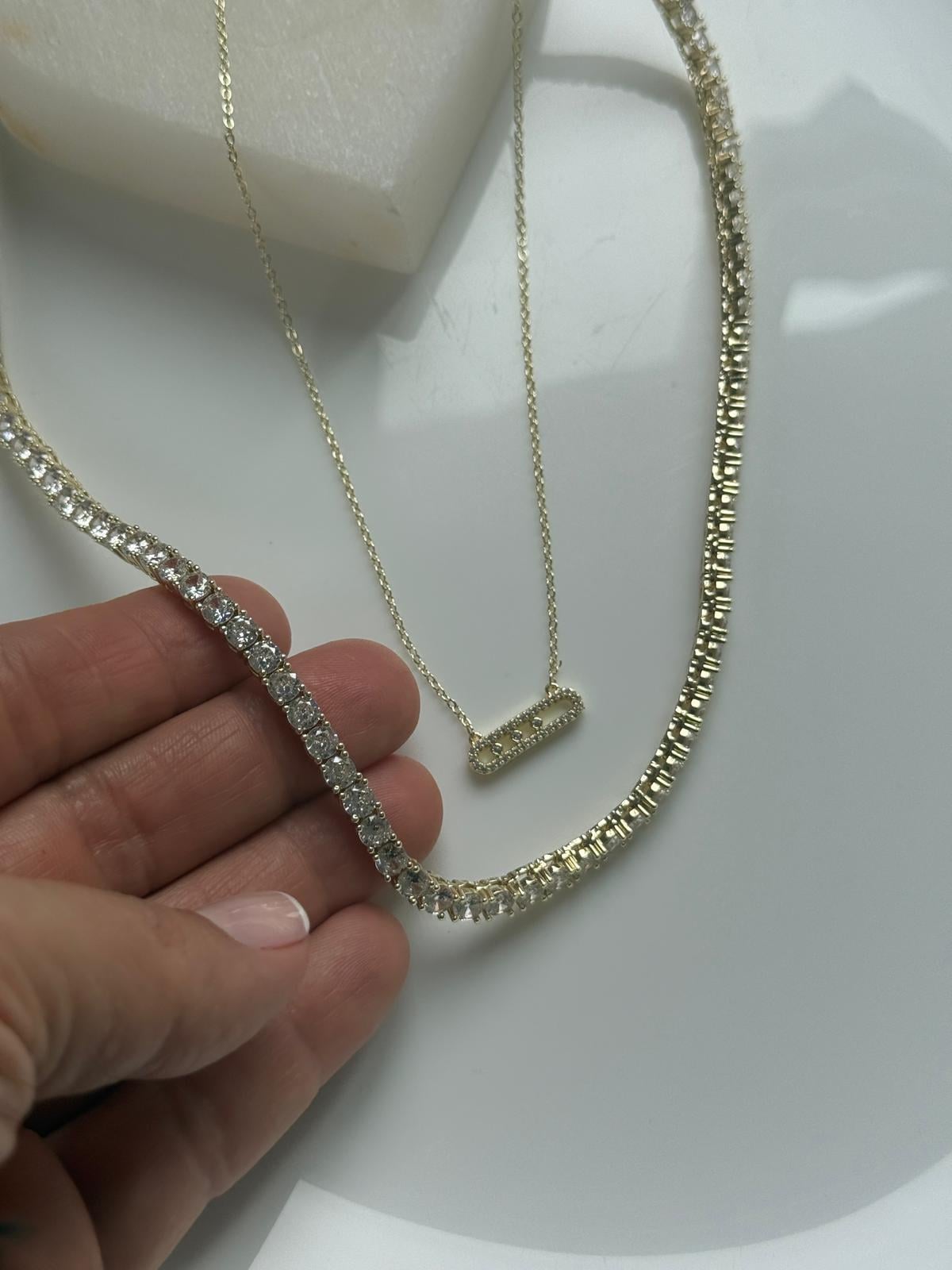 Çelik 14 k Dore Su Yolu Kolye Kombin -4mm