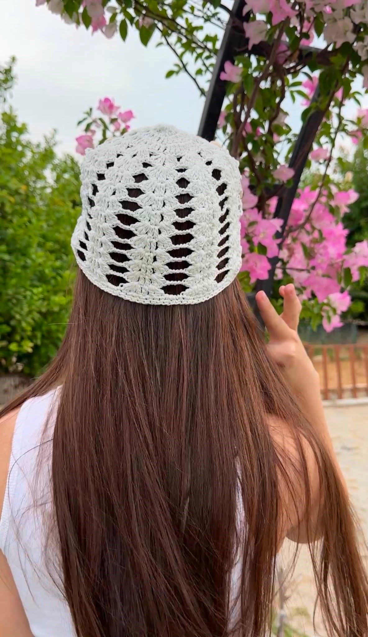 Deniz Kabuğu Aksesuarlı File Bandana Beyaz