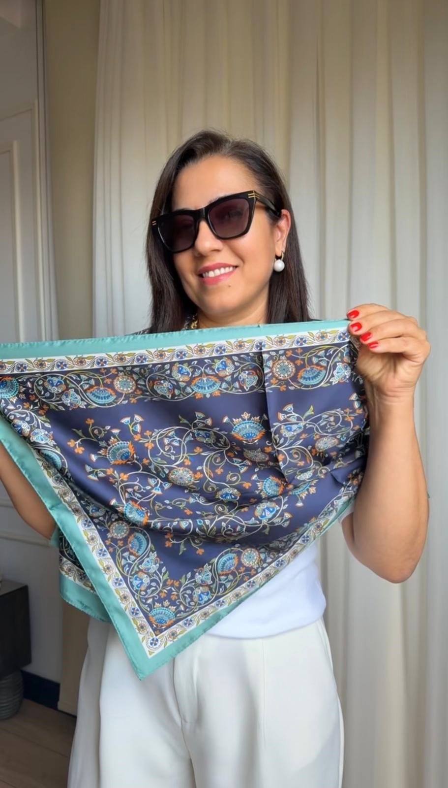 Mint Yeşili Saten Boyun Fuları