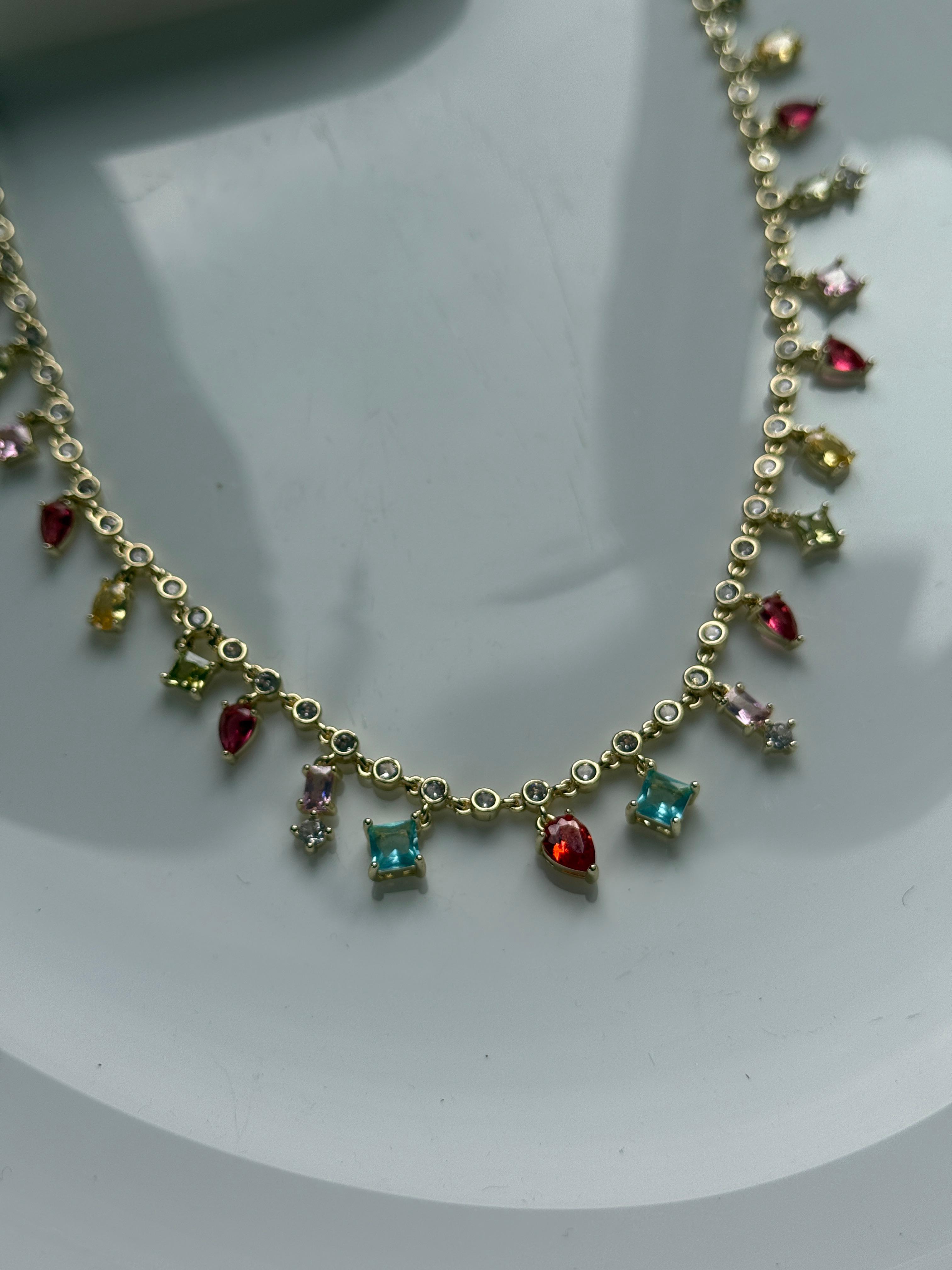 Özel Seri 14K Renkli Taşlı Kolye