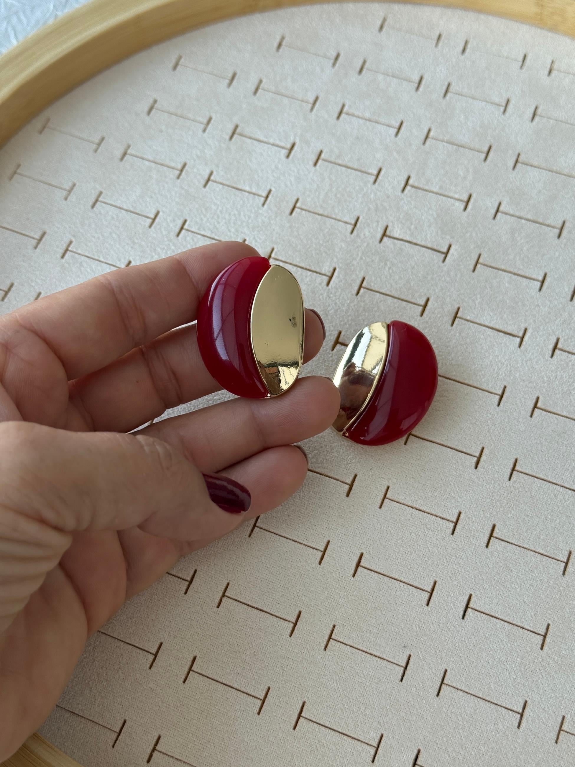 Özel Seri Gold Bordo Küpe