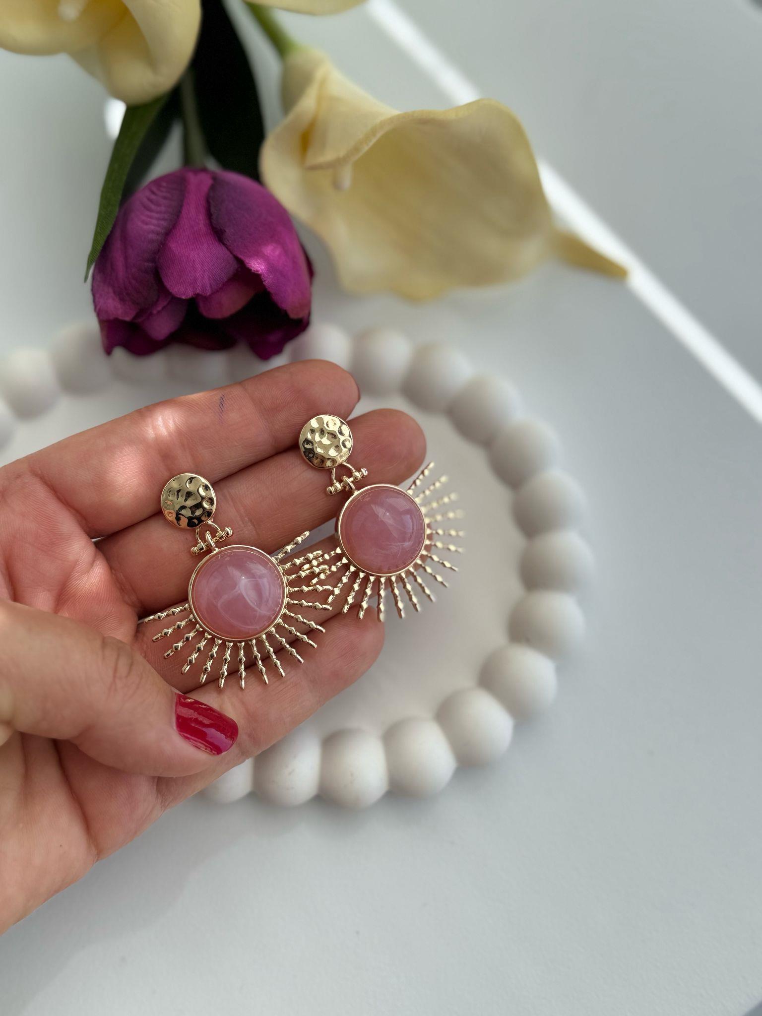 Özel Seri Pudra Pembesi Vintage Küpe