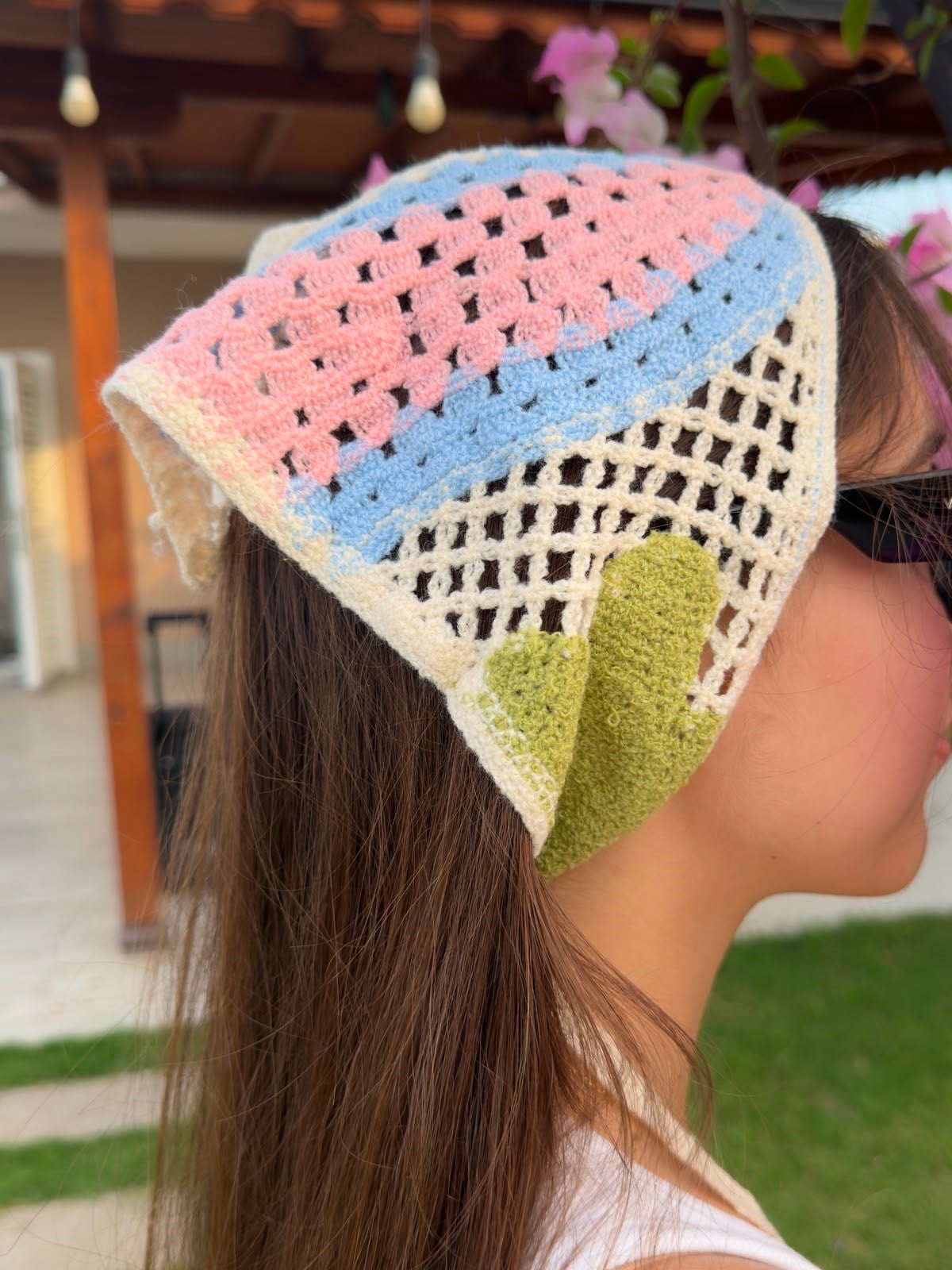 Pembe Deniz Yıldızlı Üçgen İpli Bandana